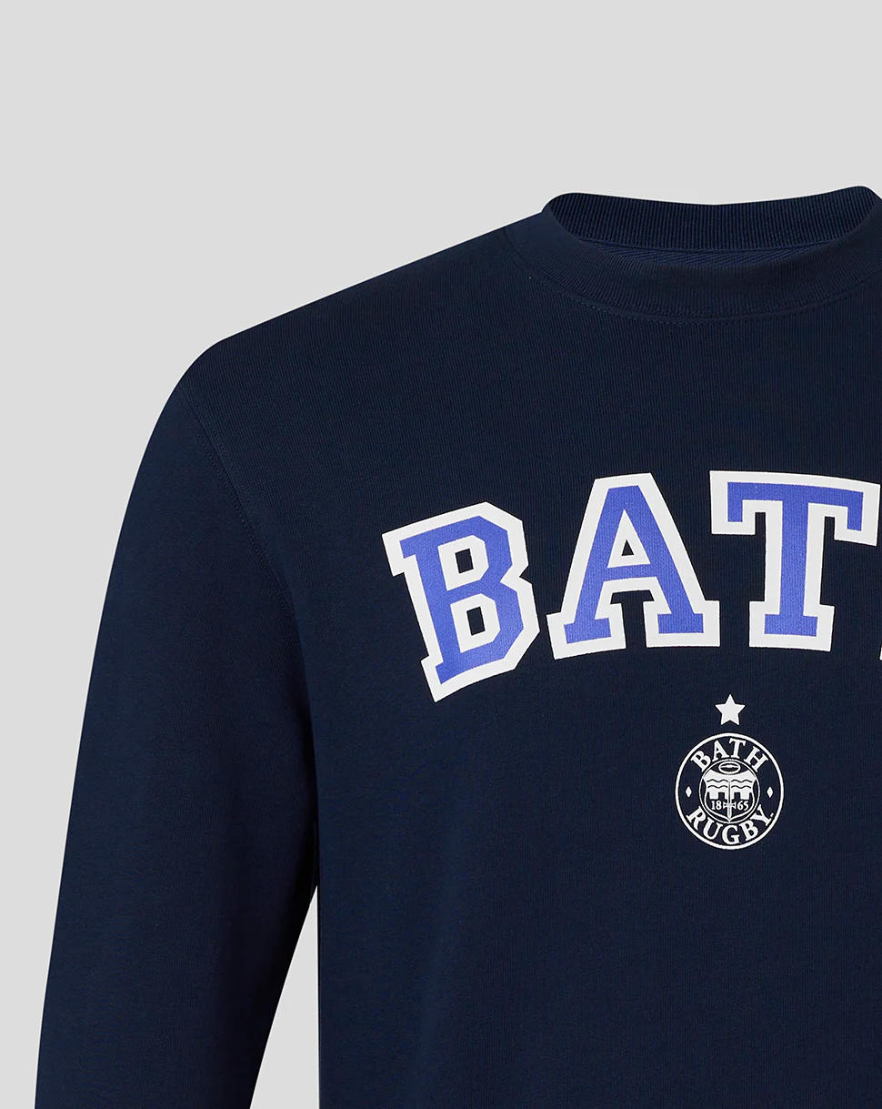 Bath Rugby Unisex Varsity Crew Sweatshirt - French Navy - Image 2