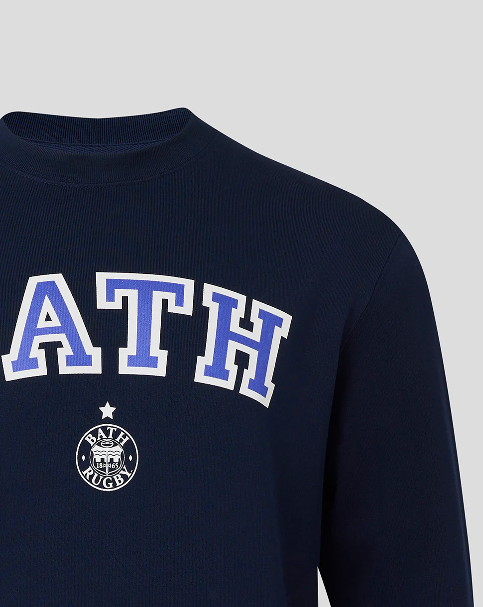 Bath Rugby Unisex Varsity Crew Sweatshirt - French Navy - Image 3
