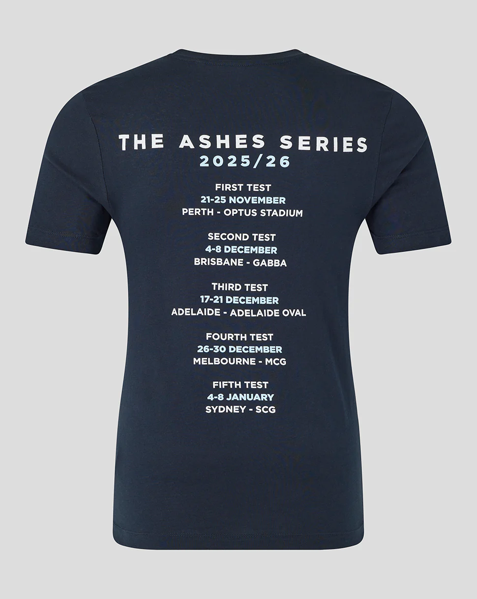 England Cricket Unisex 25/26 Ashes Tour T-Shirt - Navy - Image 2