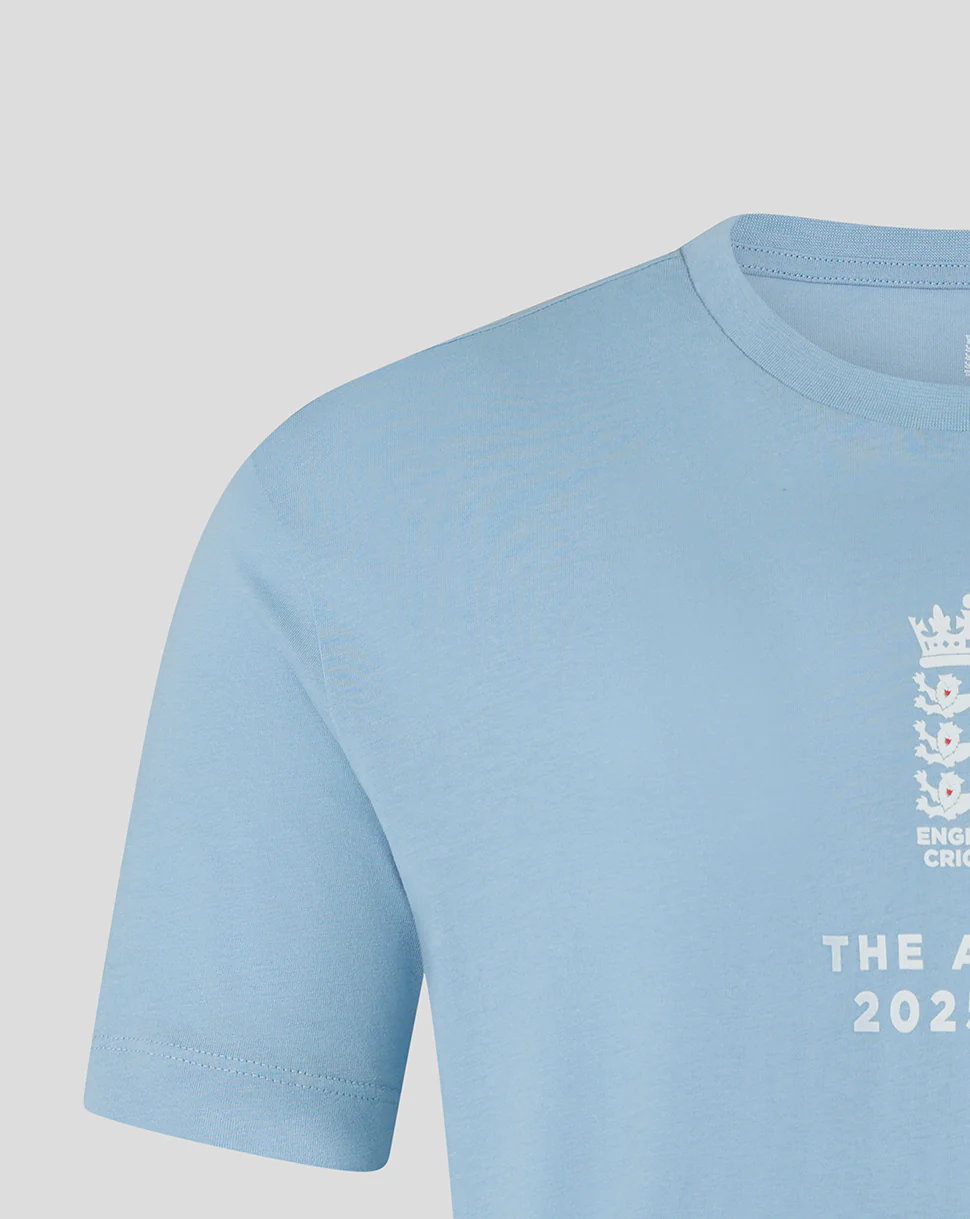 England Cricket Unisex 25/26 Essentials Ashes T-Shirt - Light Blue - Image 4