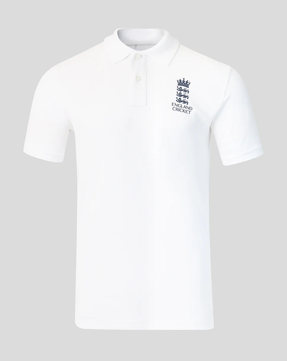 England Cricket Unisex 26/27 Essentials Crest Short Sleeve Polo - White