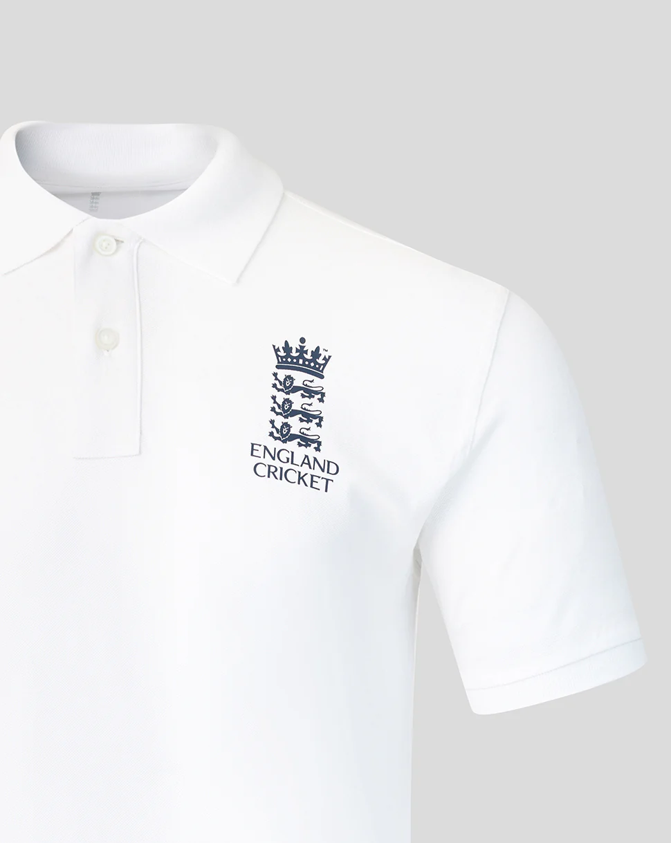 England Cricket Unisex 26/27 Essentials Crest Short Sleeve Polo - White - Image 4