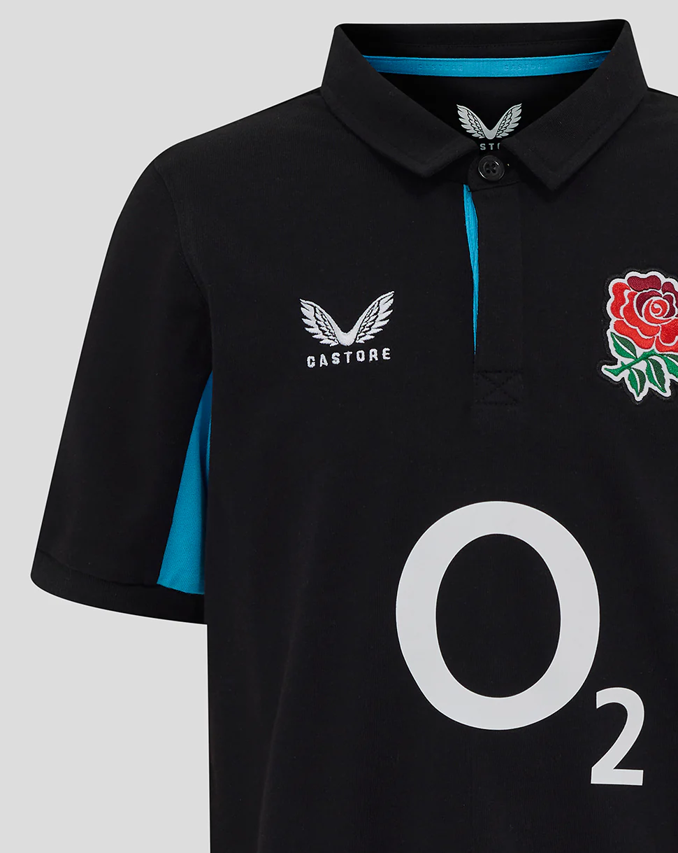 England Rugby 25/26 Alternate Classic Short Sleeve Shirt Junior - Caviar/Swim Cap - Image 4