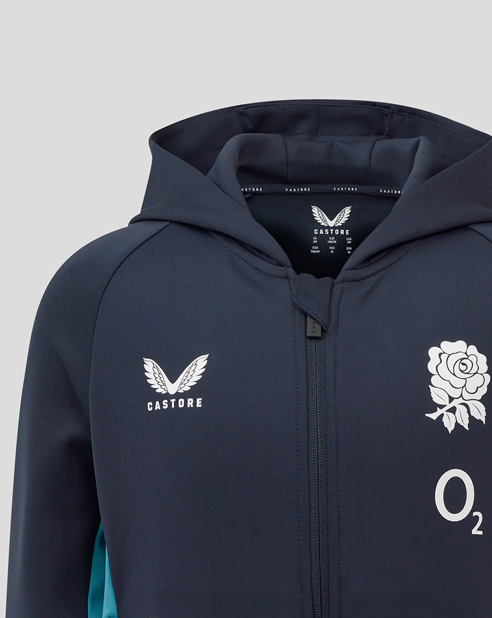 Junior England Rugby 25/26 Performance Full Zip Hoodie - Inkwell - Image 4