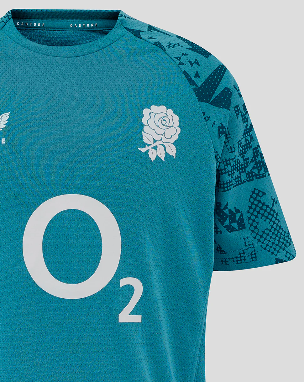 England Rugby Junior 25/26 Performance Short Sleeve Tee - Storm Blue - Image 3