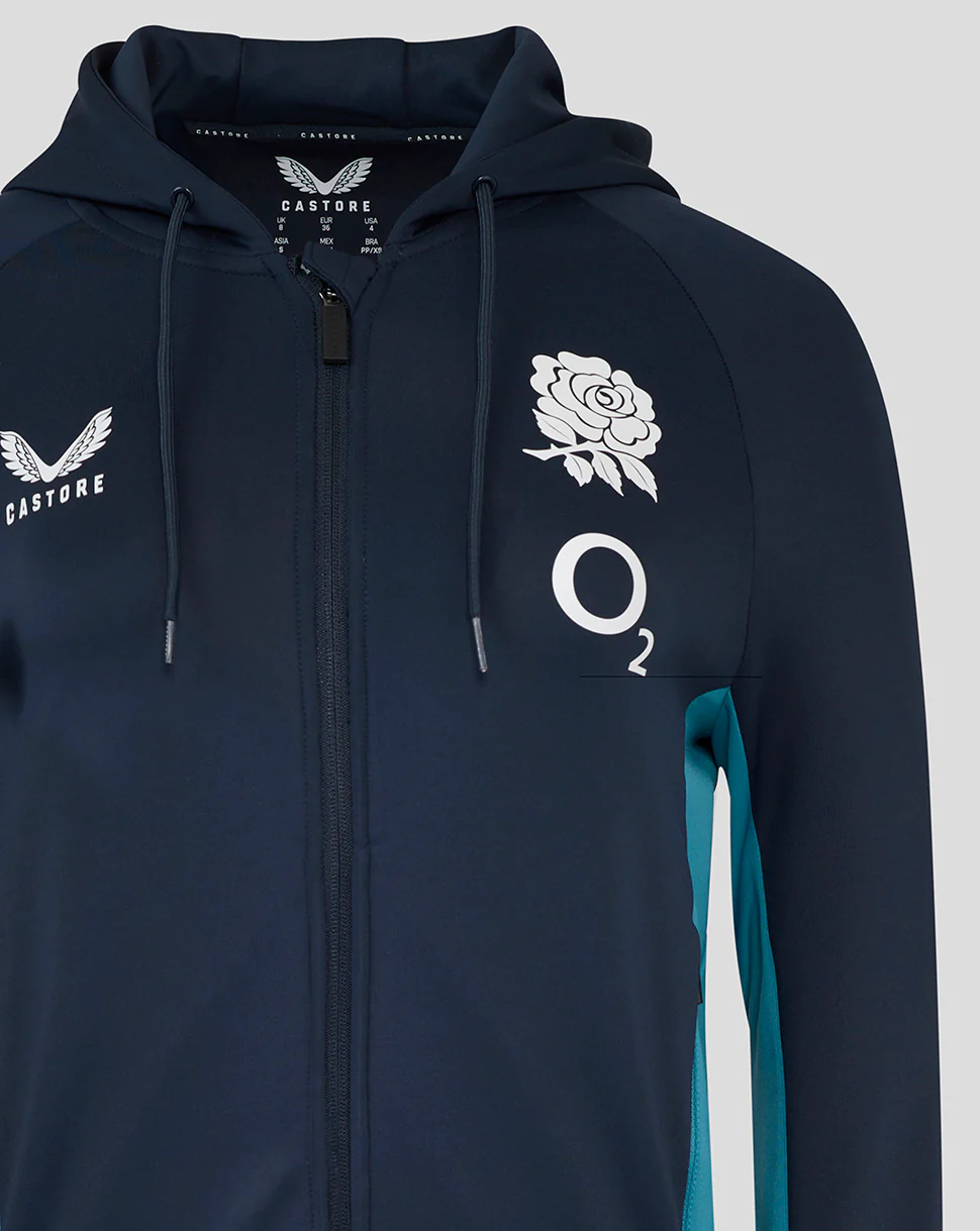 Women’s England Rugby 25/26 Performance Long Sleeve Full Zip Hoodie – Inkwell - Image 4