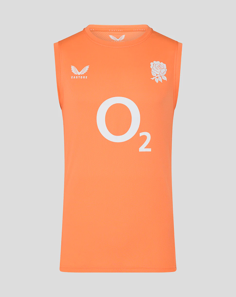 Men’s England Rugby Performance Sleeveless T Shirt O2 – Melon