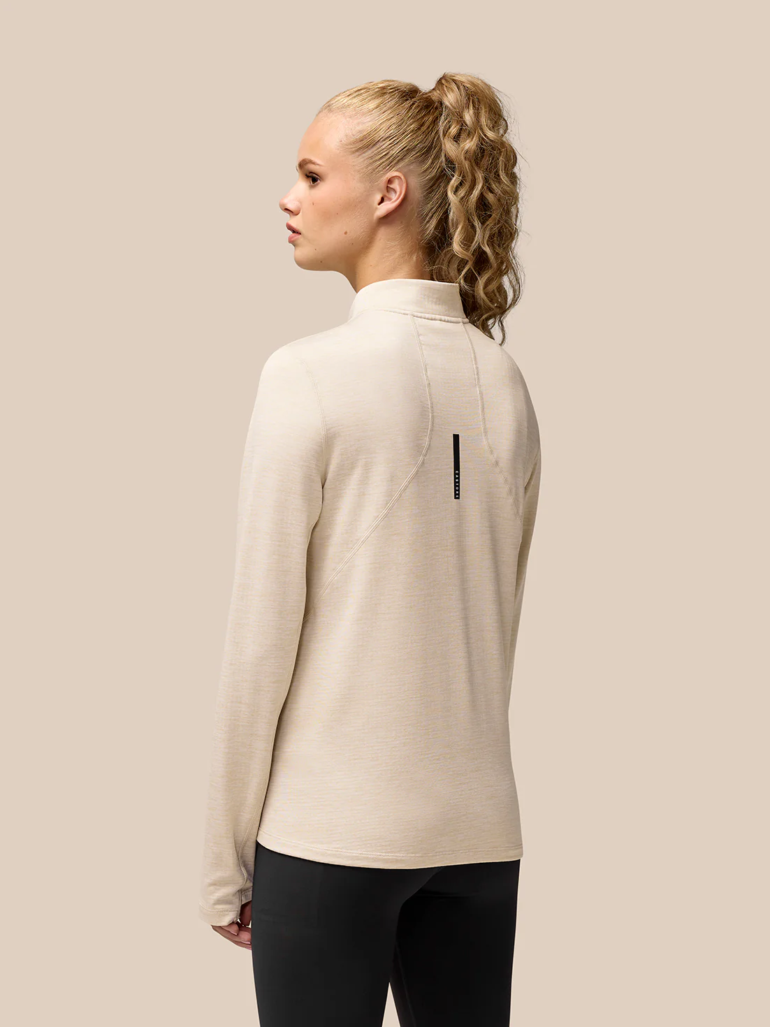Flow Training 1/2 Zip Top - Beige - Image 2