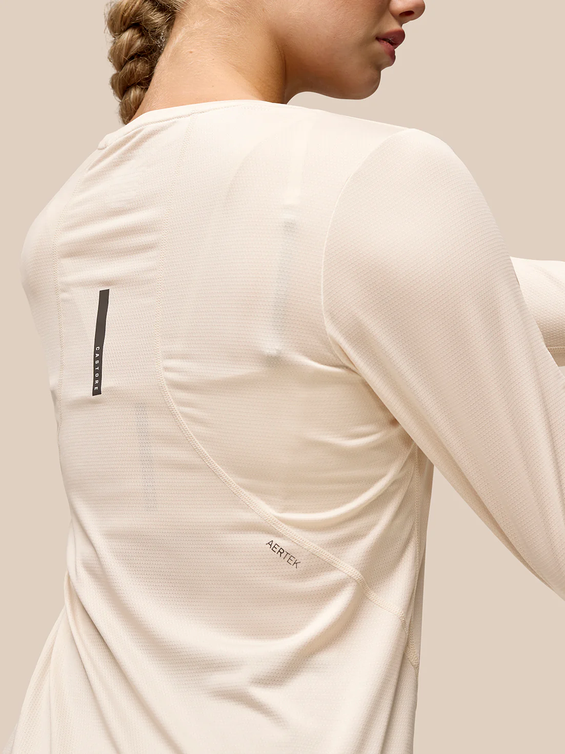 Women’s Flow Movement Long Sleeve T Shirt – Beige - Image 3