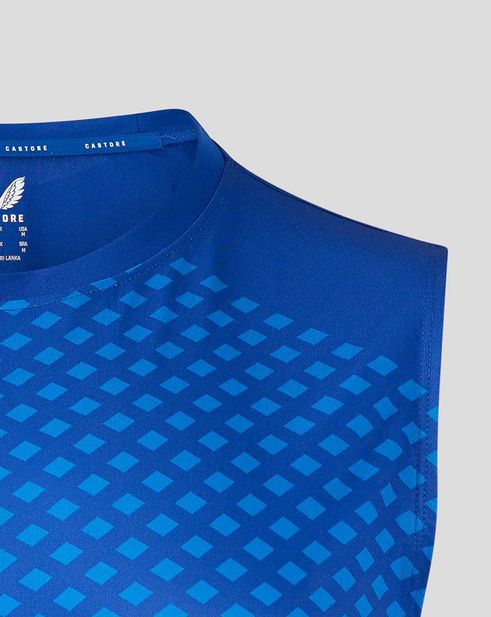 Geometric Printed Mens Singlet - Surf The Web / Victoria Blue - Image 3