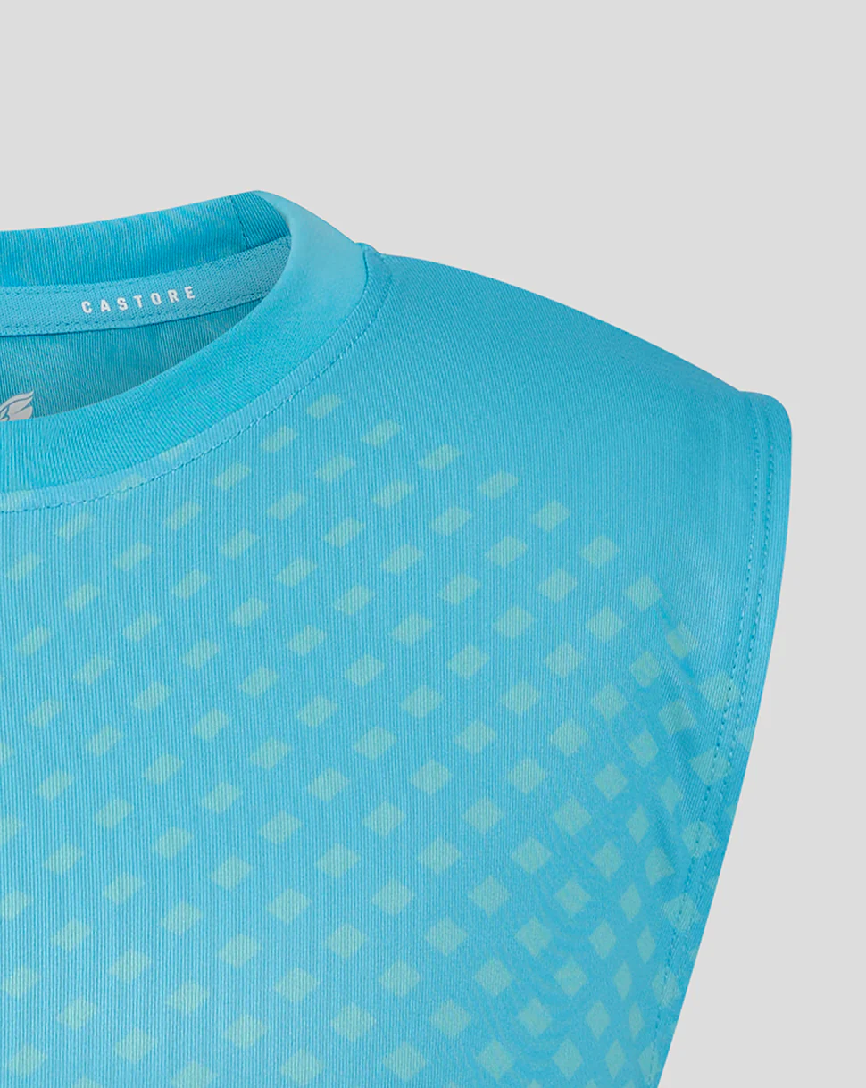 Geometric Printed ss Training Tee - Aquarius / Bachelor Button - Image 3