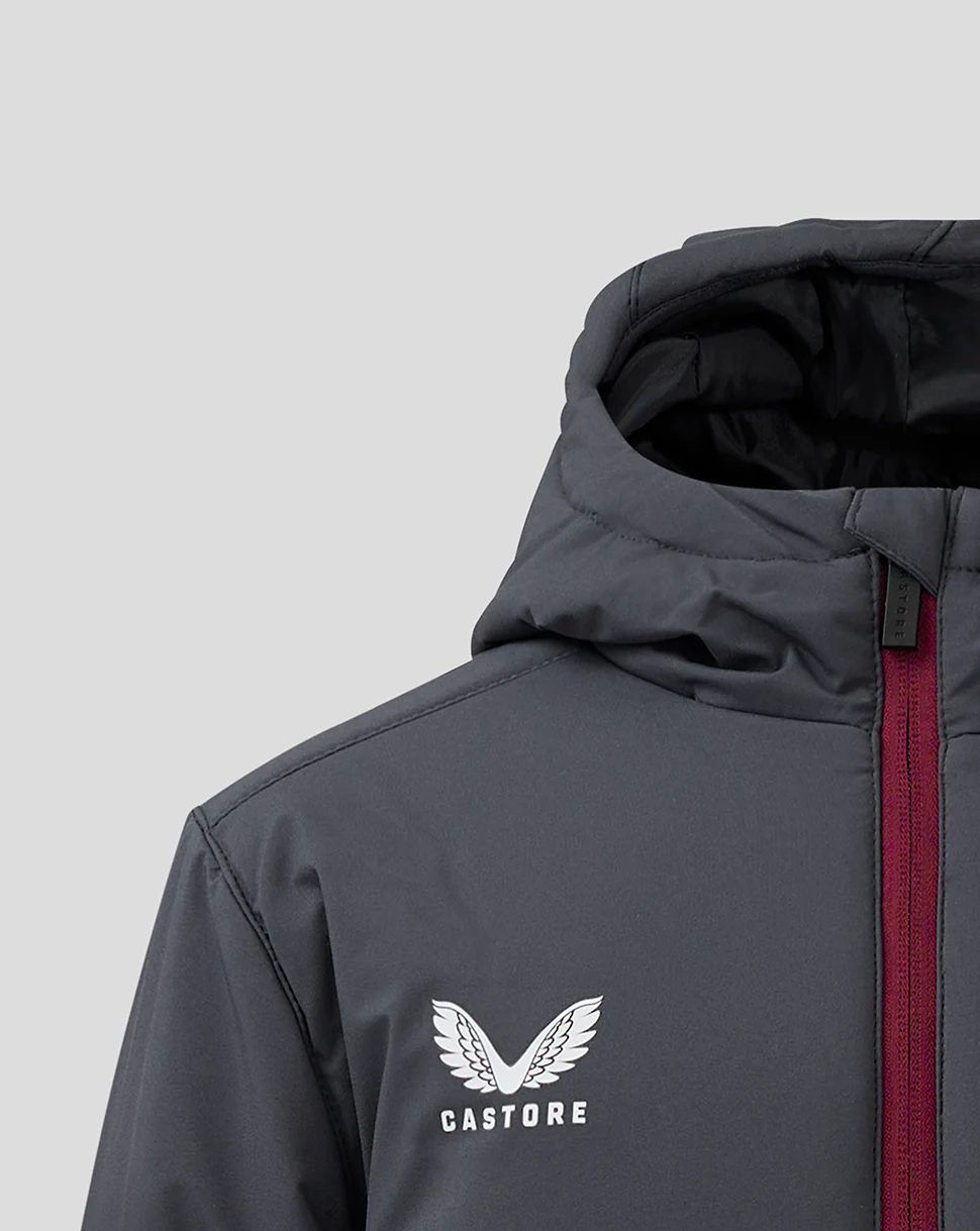 Junior Aston Villa FC Coaches Long Bench Jacket - Ebony / Rhododendron - Image 3