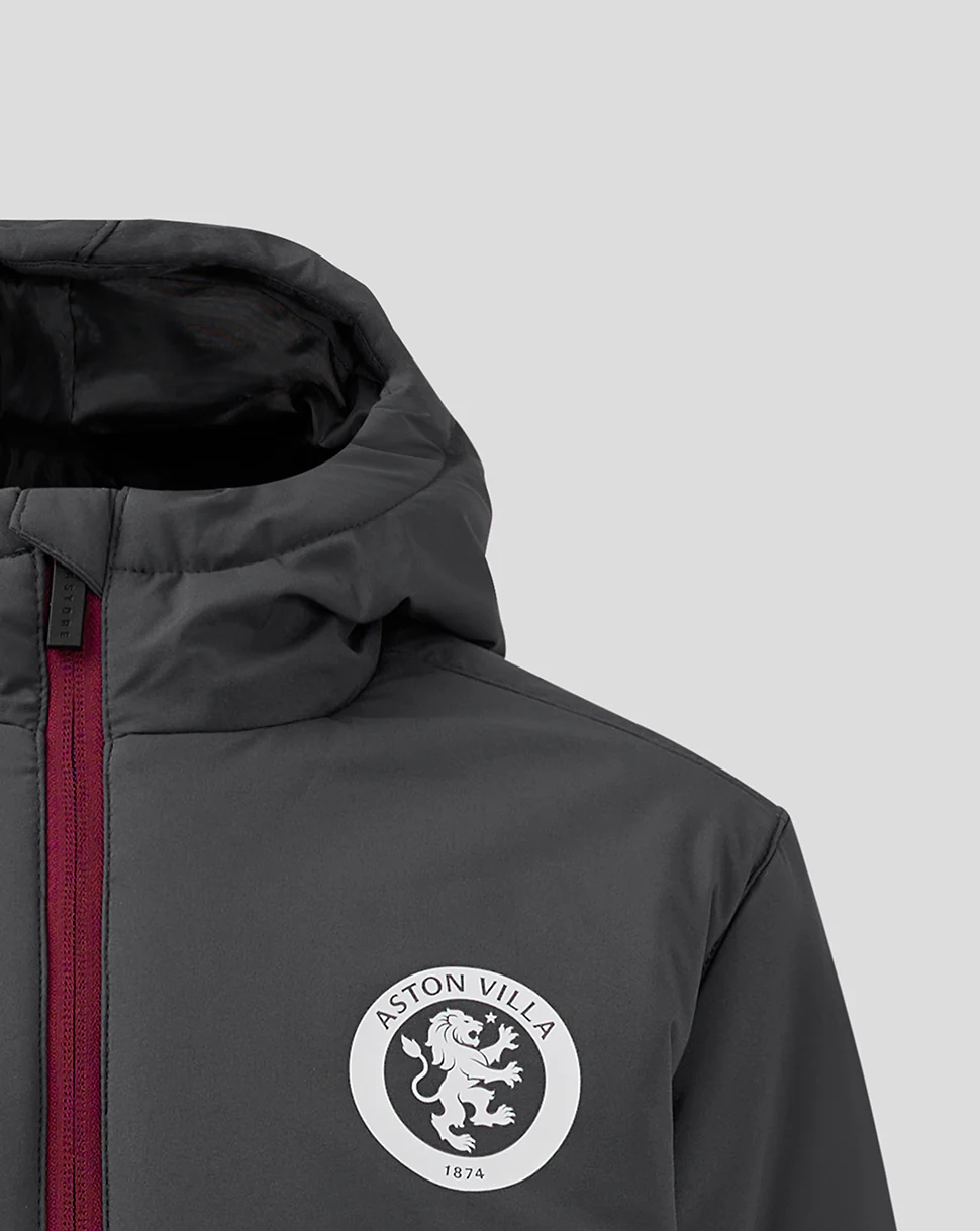Junior Aston Villa FC Coaches Long Bench Jacket - Ebony / Rhododendron - Image 4