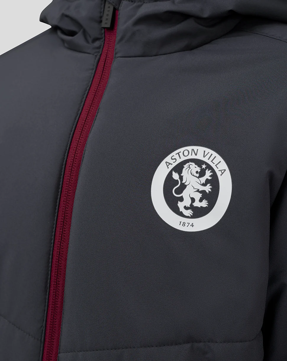 Junior Aston Villa FC Coaches Long Bench Jacket - Ebony / Rhododendron - Image 5