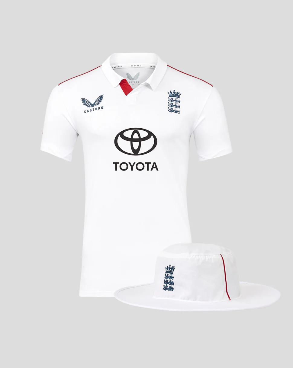 Junior England Cricket 25/26 Test Shirt + Wide Brim Hat