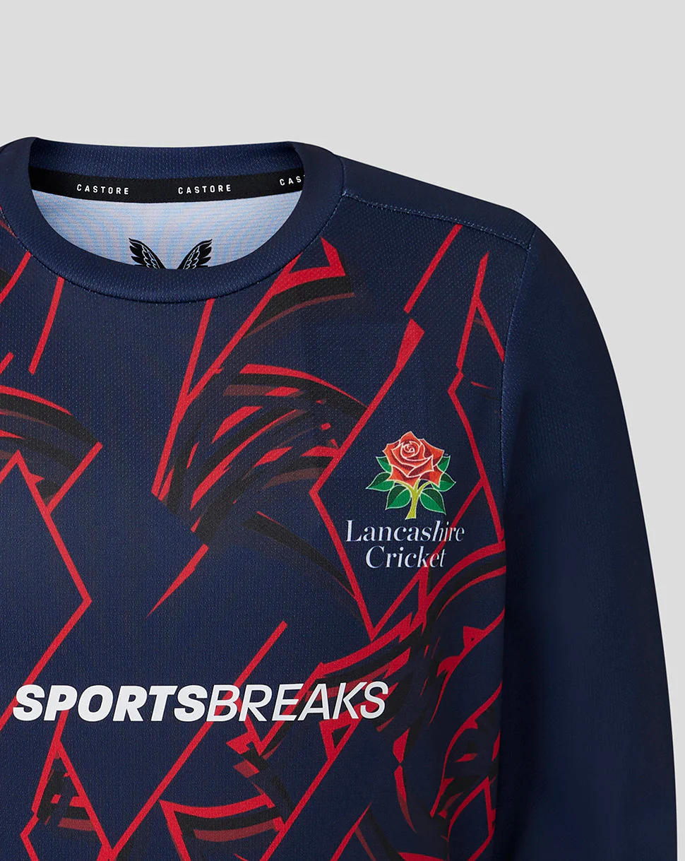 Lancashire Cricket Junior 26/27 Long Sleeve Performance T-Shirt - Peacoat - Image 4