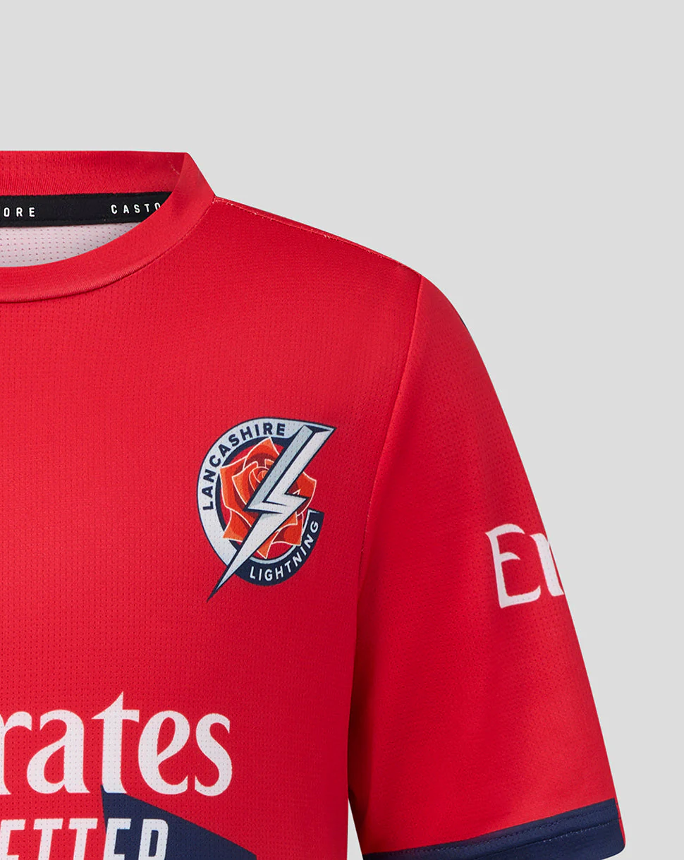 Lancashire Cricket Junior 26/27 T20 Short Sleeve Jersey - Red - Image 6