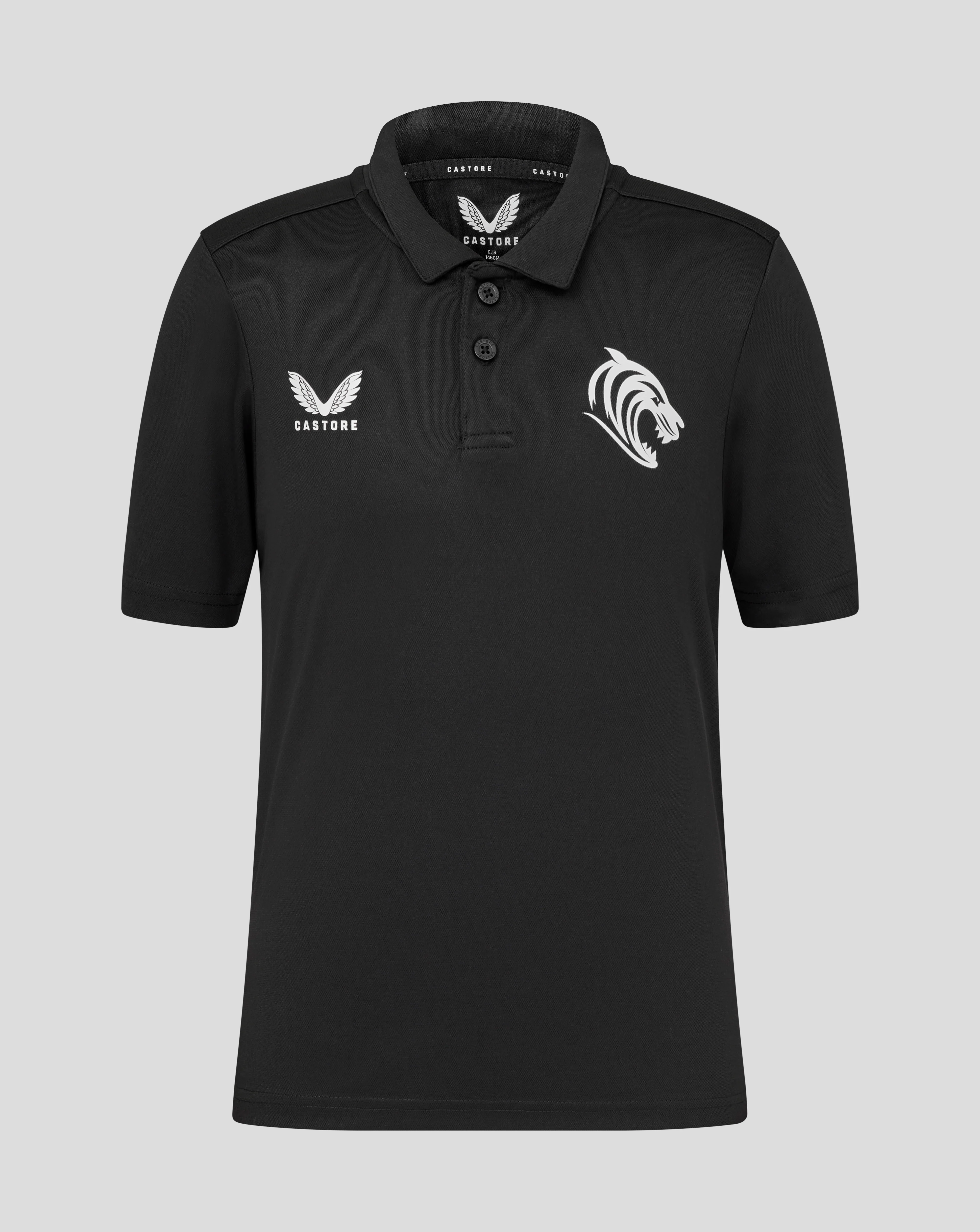 Leicester Tigers Junior 25/26 Short Sleeve Training Polo - Caviar