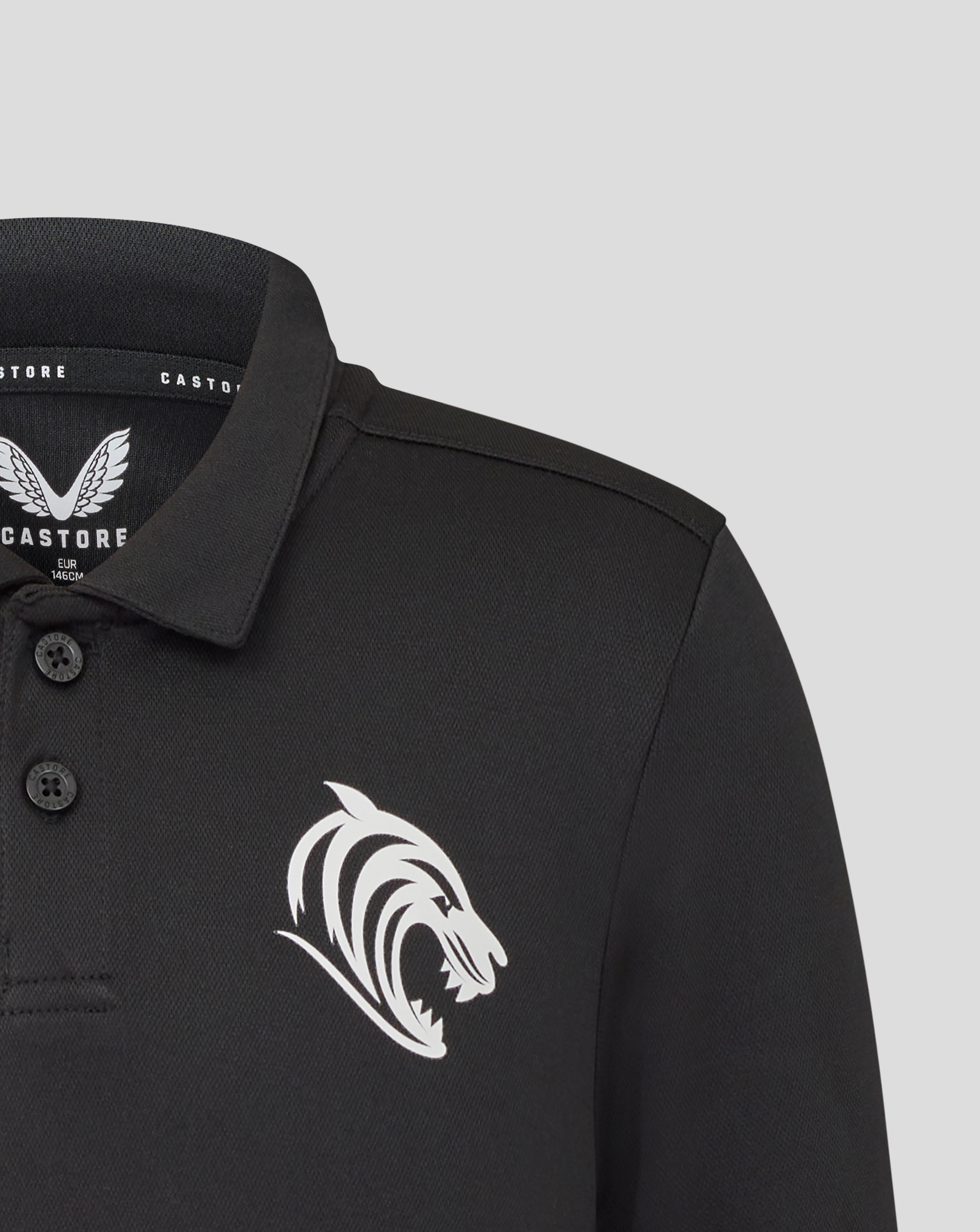 Leicester Tigers Junior 25/26 Short Sleeve Training Polo - Caviar - Image 4