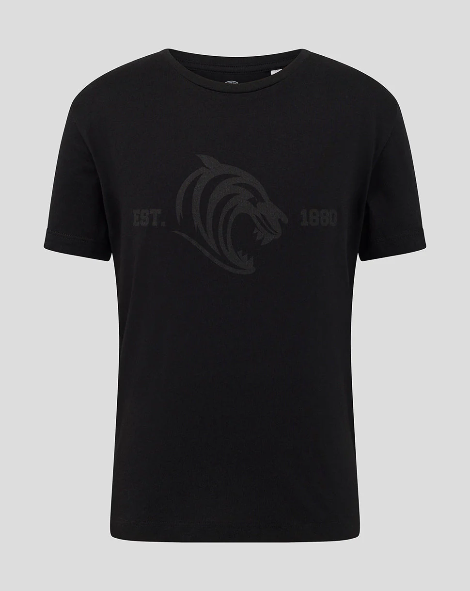 Leicester Tigers Junior 25/26 Varsity 1880 Short Sleeve T-Shirt - Black