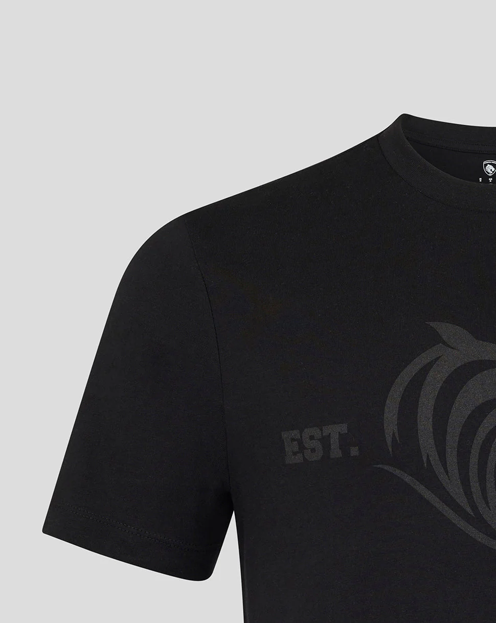 Leicester Tigers Unisex 25/26 Varsity 1880 Short Sleeve T-Shirt - Black - Image 3