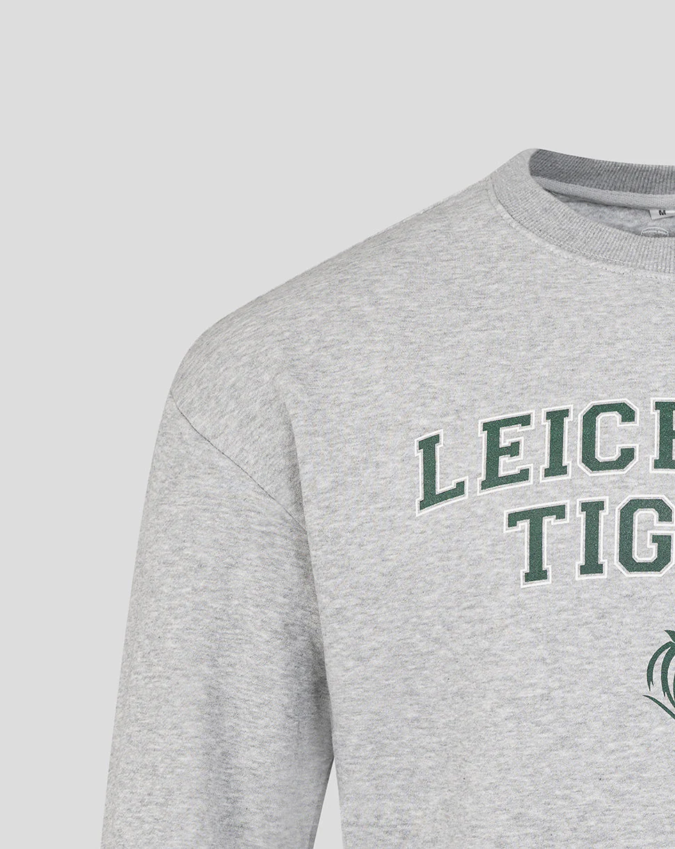 Leicester Tigers Unisex 25/26 Varsity Crew Sweatshirt - Grey - Image 3