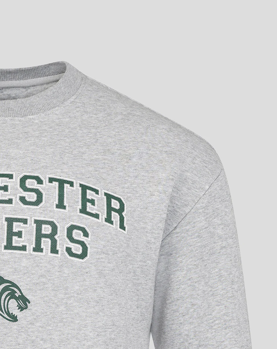 Leicester Tigers Unisex 25/26 Varsity Crew Sweatshirt - Grey - Image 4