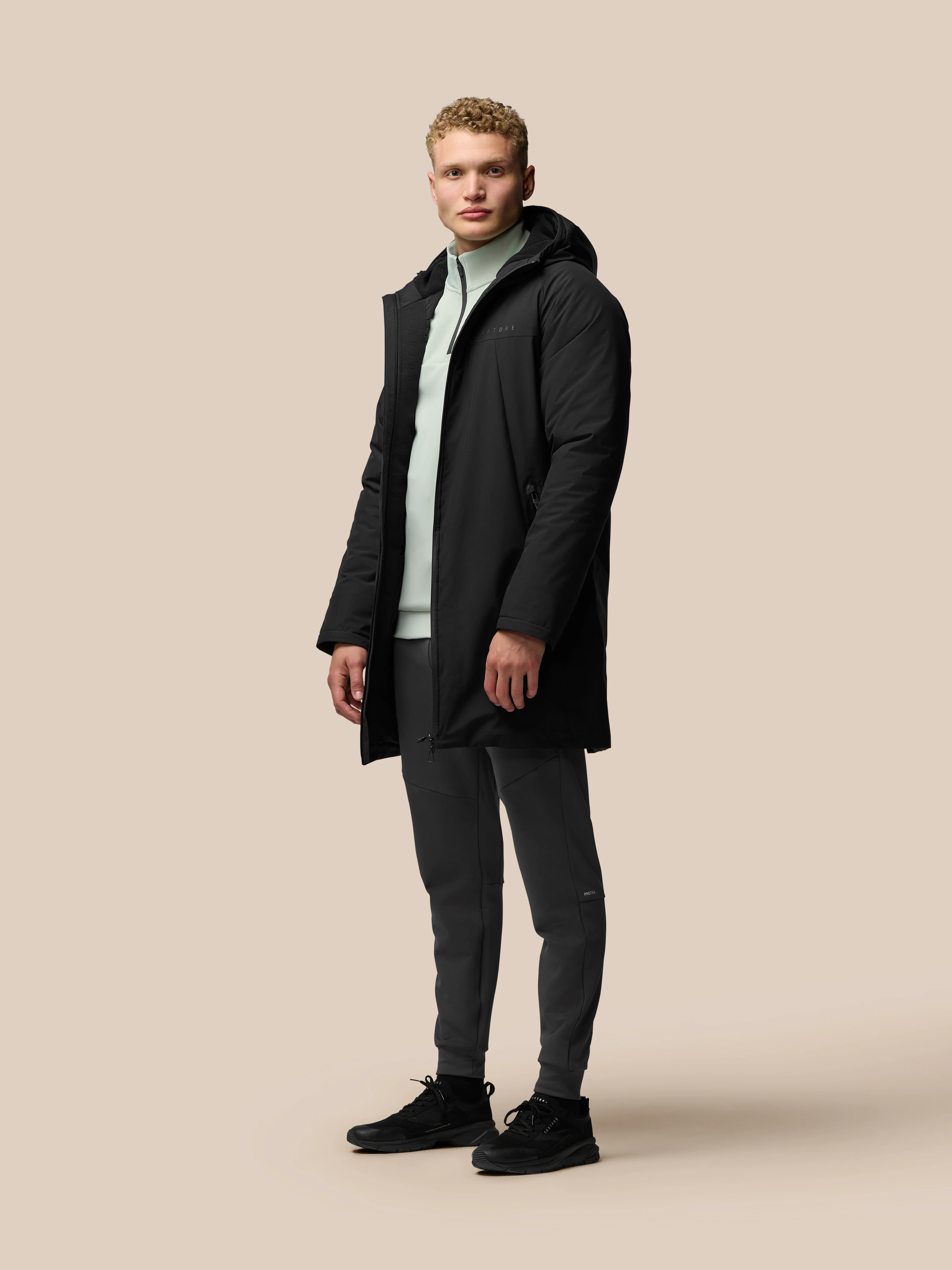 Longline Wadded Jacket - Black - Image 3