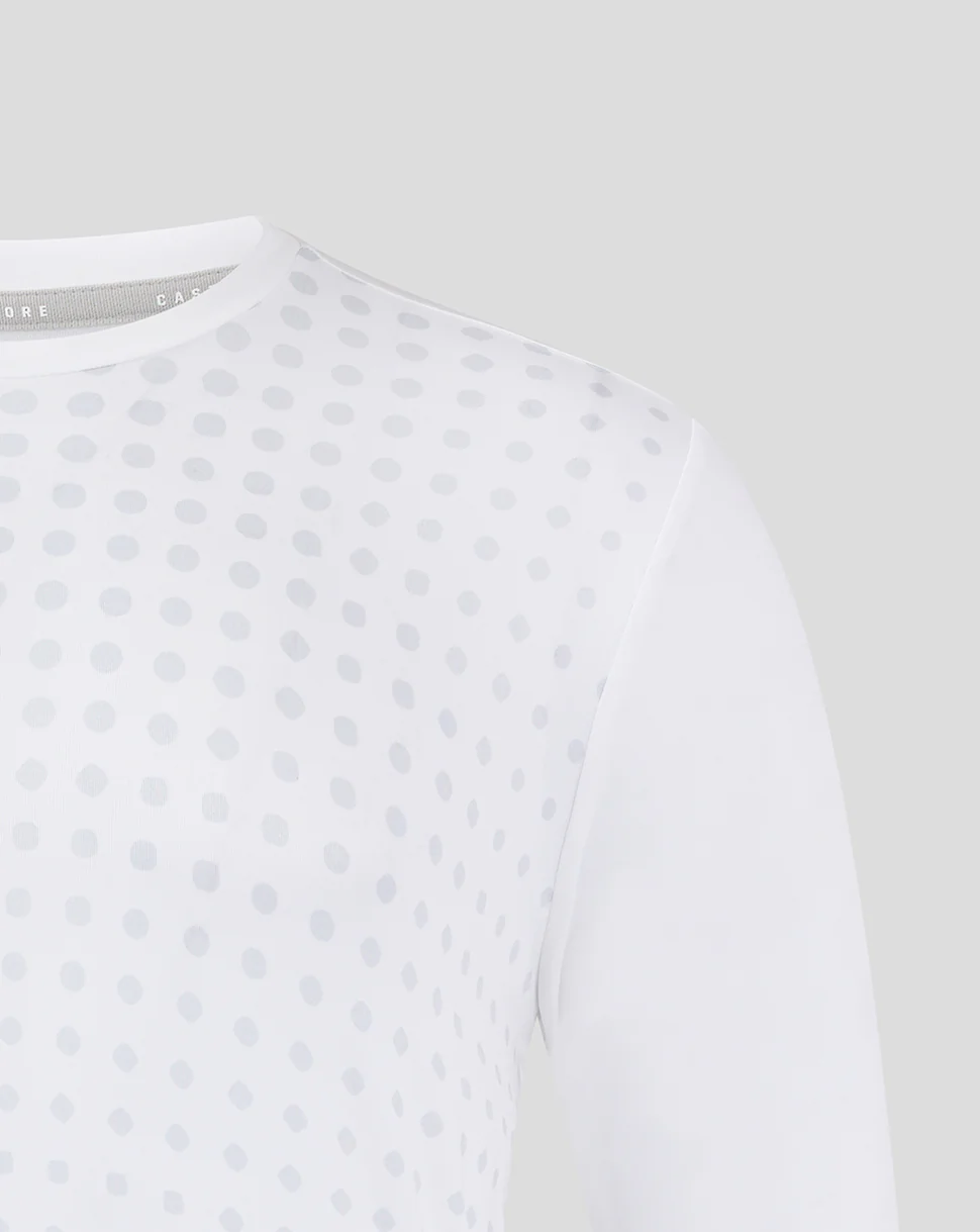 LS Dots Printed Training Tee  2 - Brilliant White/ Arctic Ice - Image 3