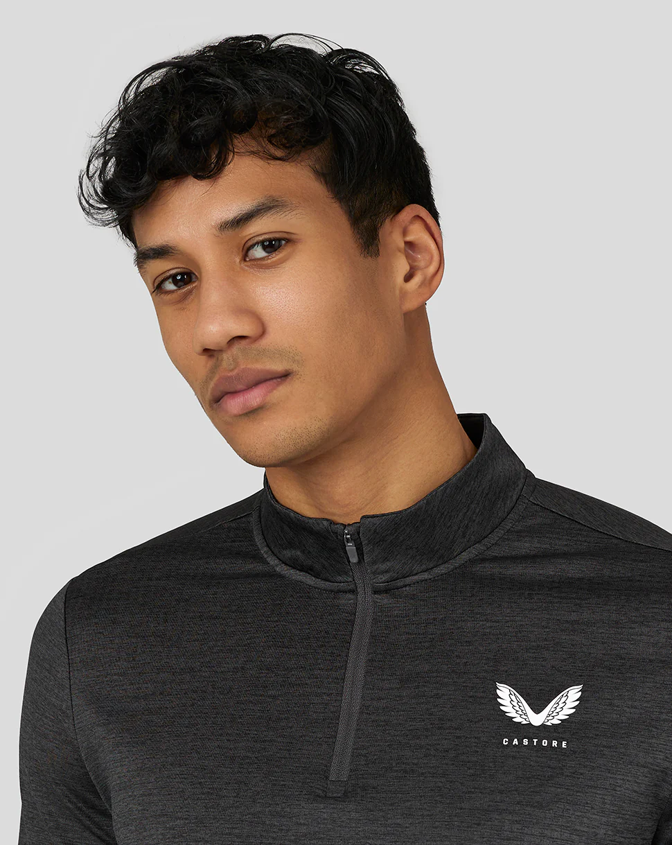 Men’s Active Long Sleeve Marl Quarter Zip - Gunmetal - Image 3