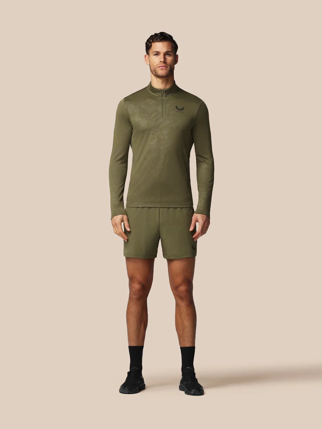 Men’s Adapt All-Over Print Quarter Zip Long Sleeve Top - Green - Image 3