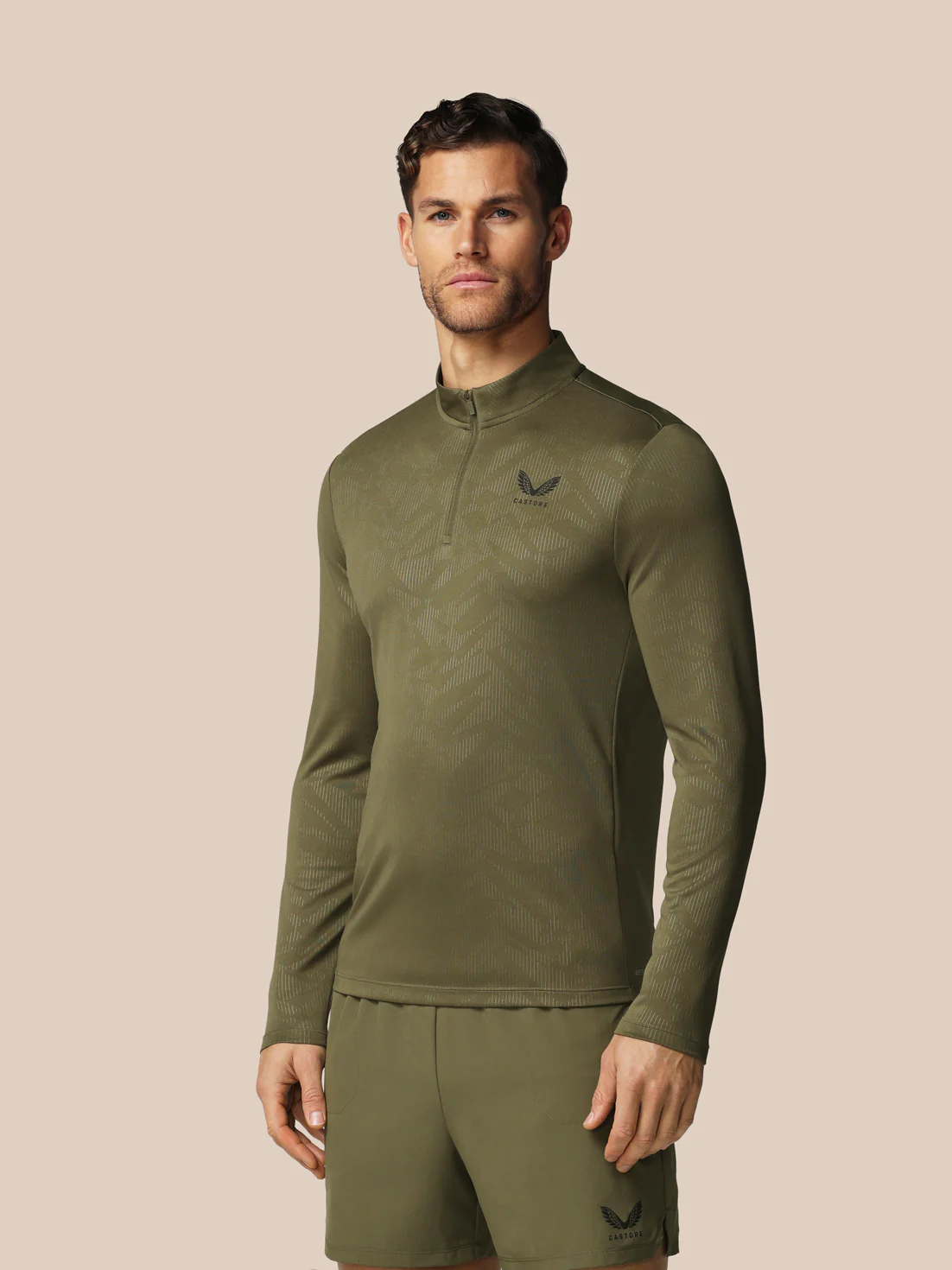 Men’s Adapt All-Over Print Quarter Zip Long Sleeve Top - Green - Image 4