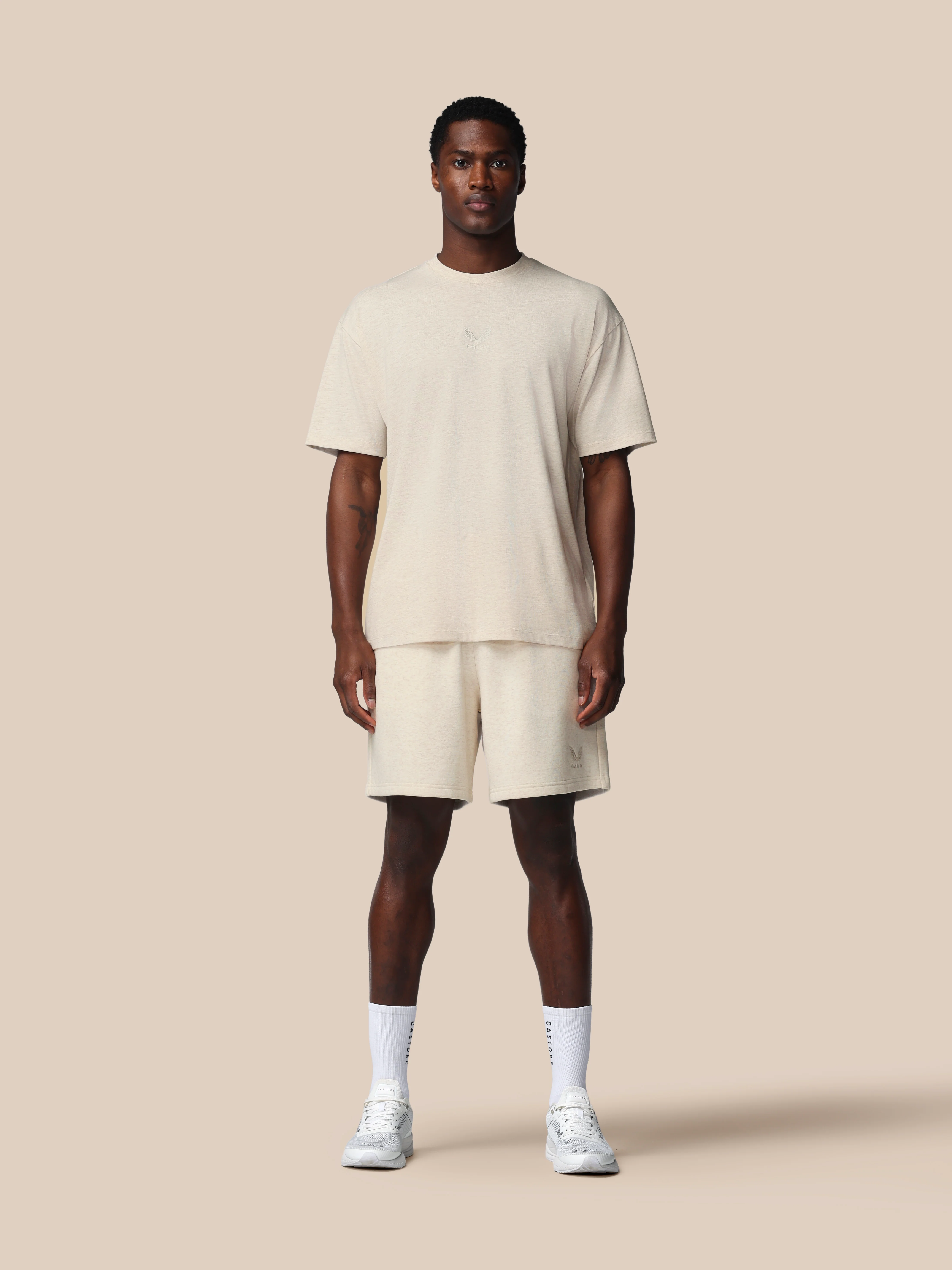 Men’s Adapt Cotton Short Sleeve Loose Fit T-Shirt - Cream - Image 3