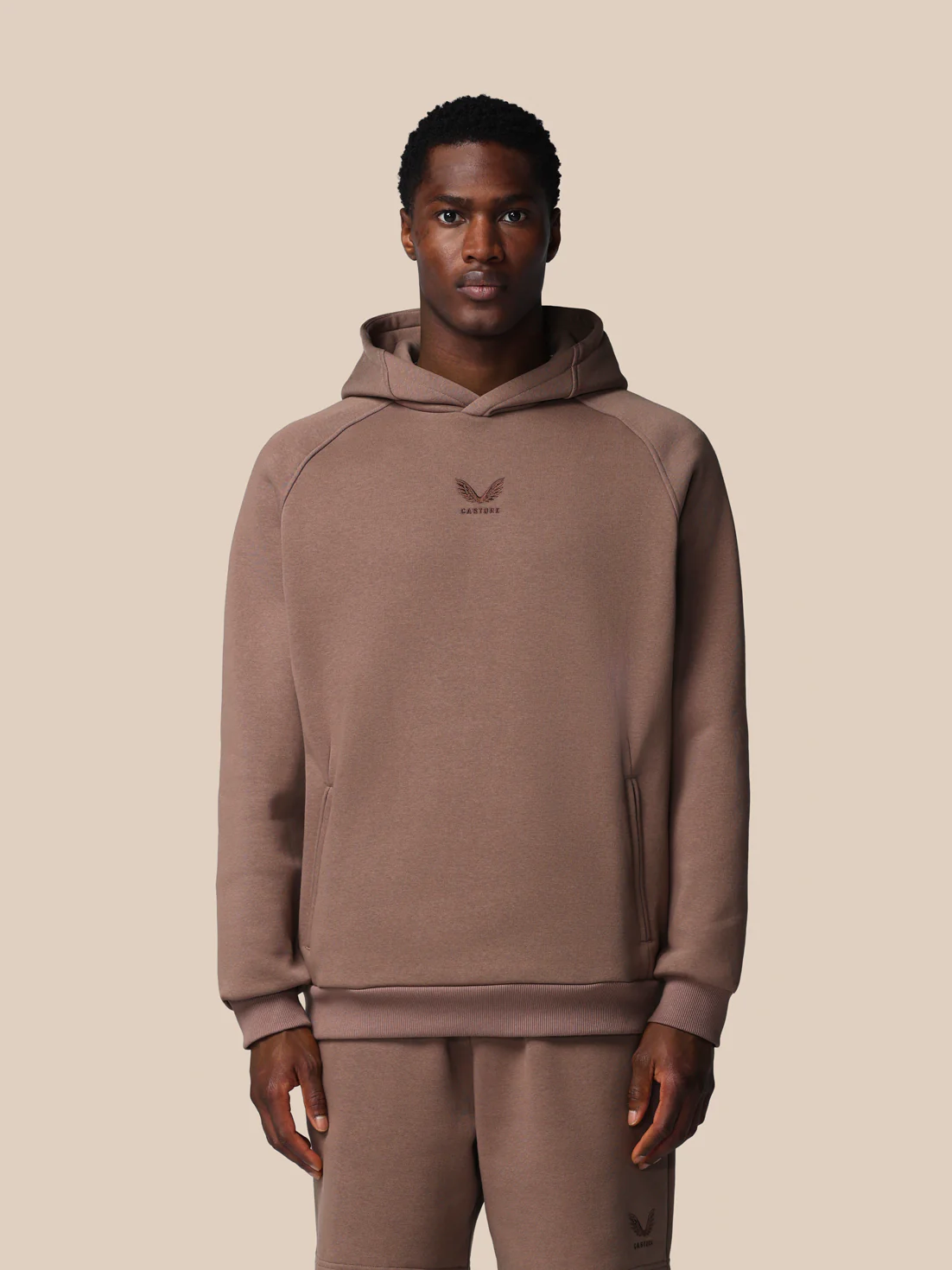Men’s Adapt Long Sleeve Cotton Fleece Hoodie - Deep Taupe - Image 3