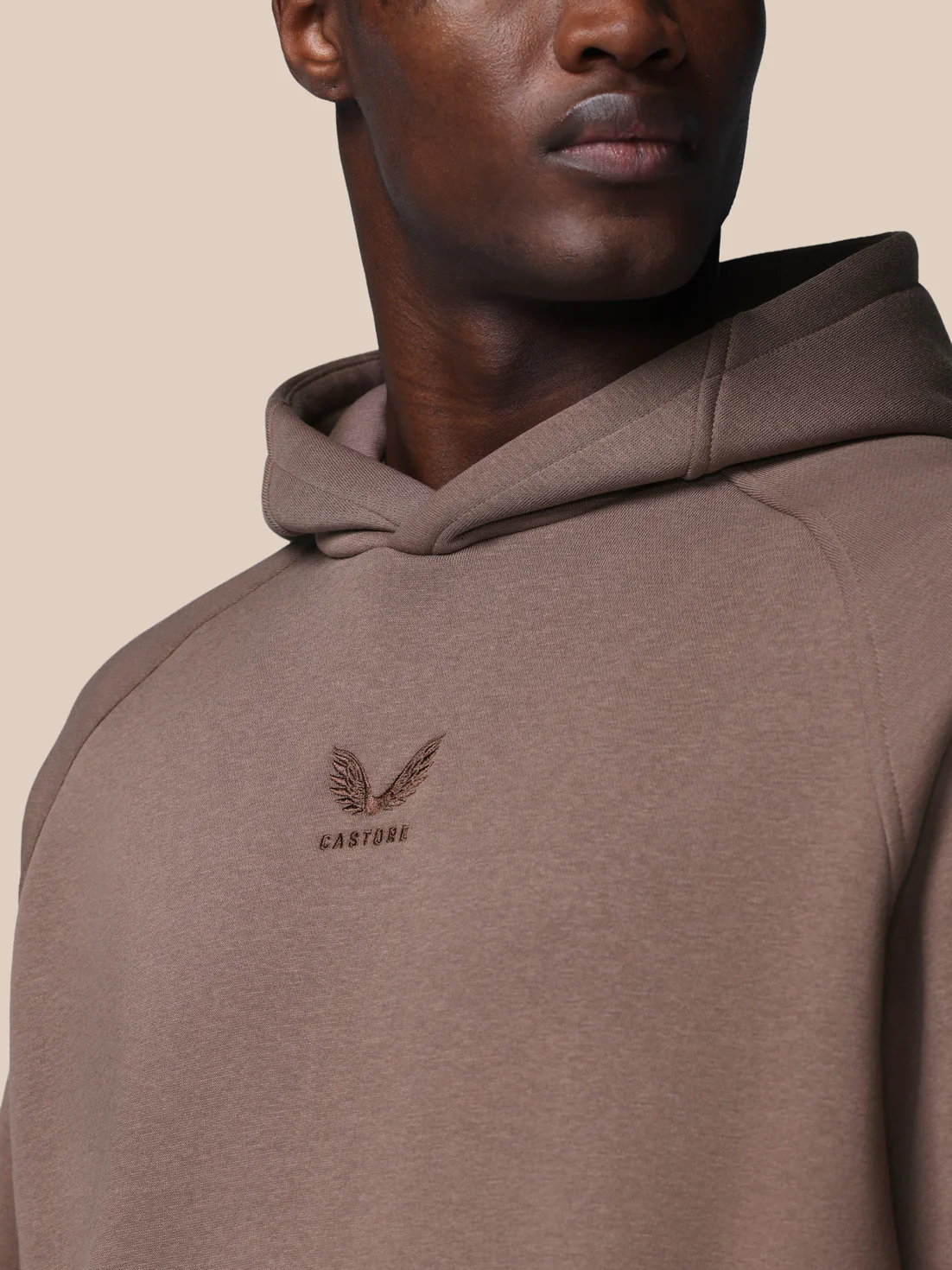 Men’s Adapt Long Sleeve Cotton Fleece Hoodie - Deep Taupe - Image 5