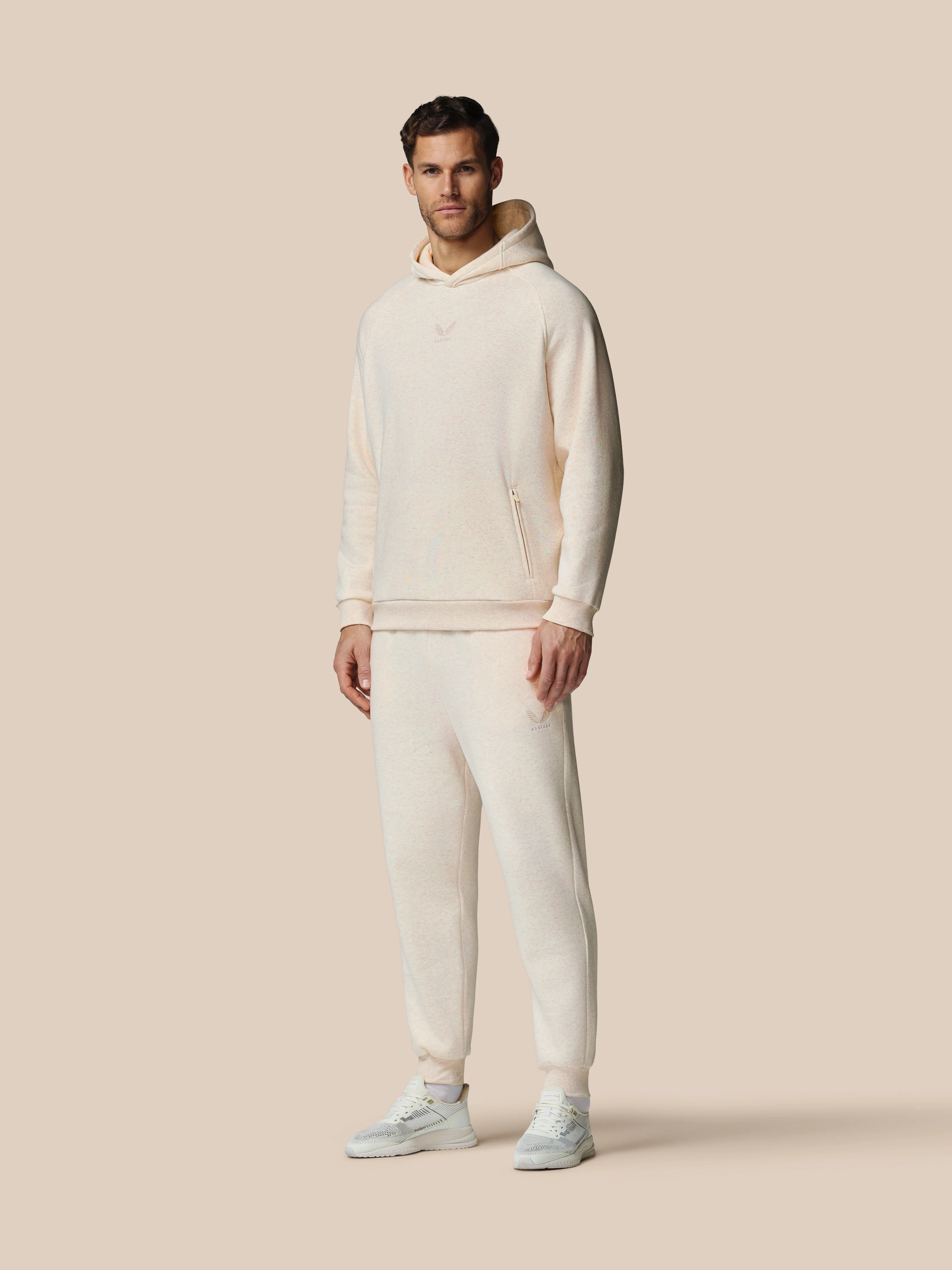 Men’s Adapt Long Sleeve Cotton Fleece Hoodie - Cream - Image 3