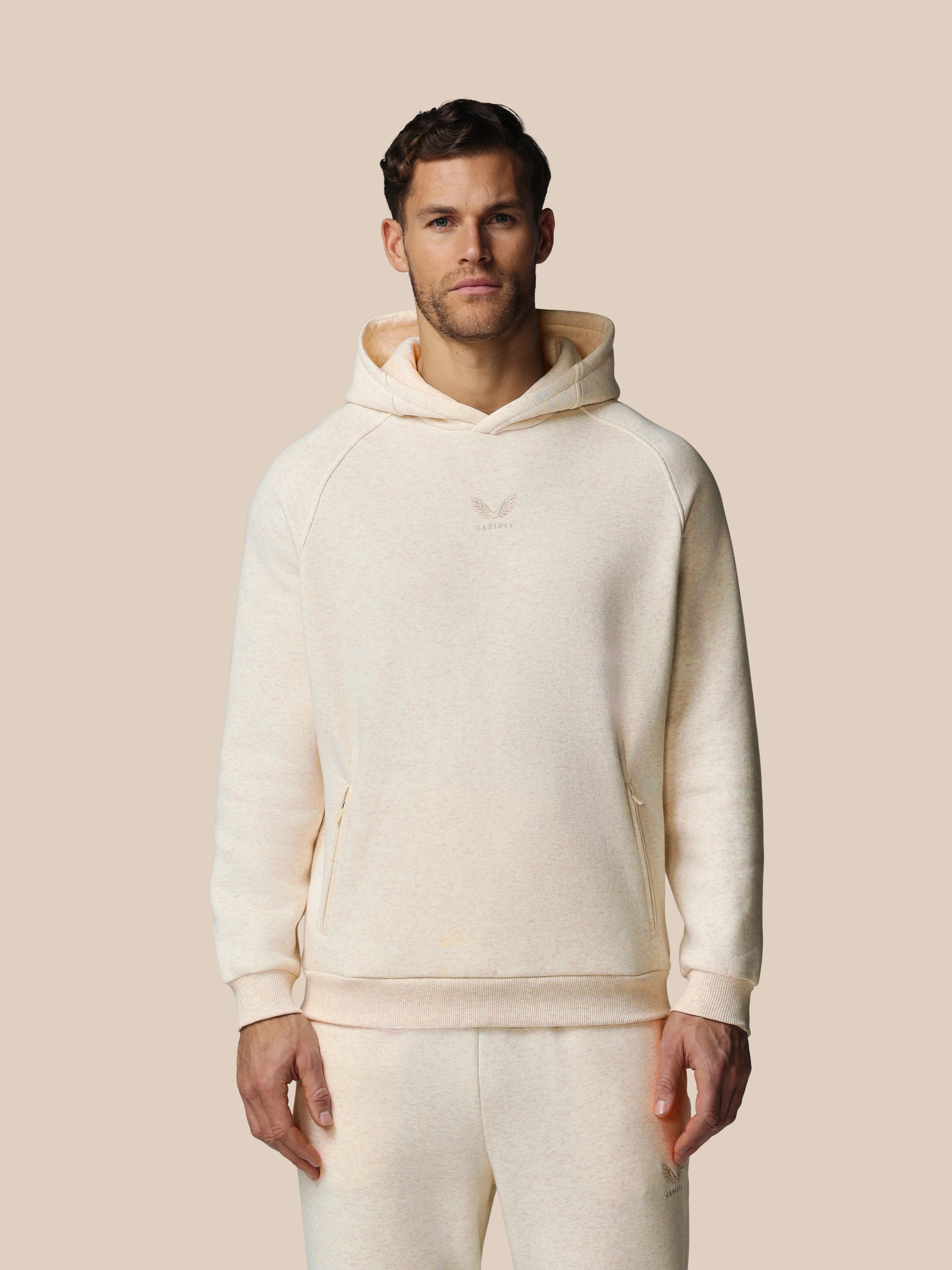 Men’s Adapt Long Sleeve Cotton Fleece Hoodie - Cream - Image 4