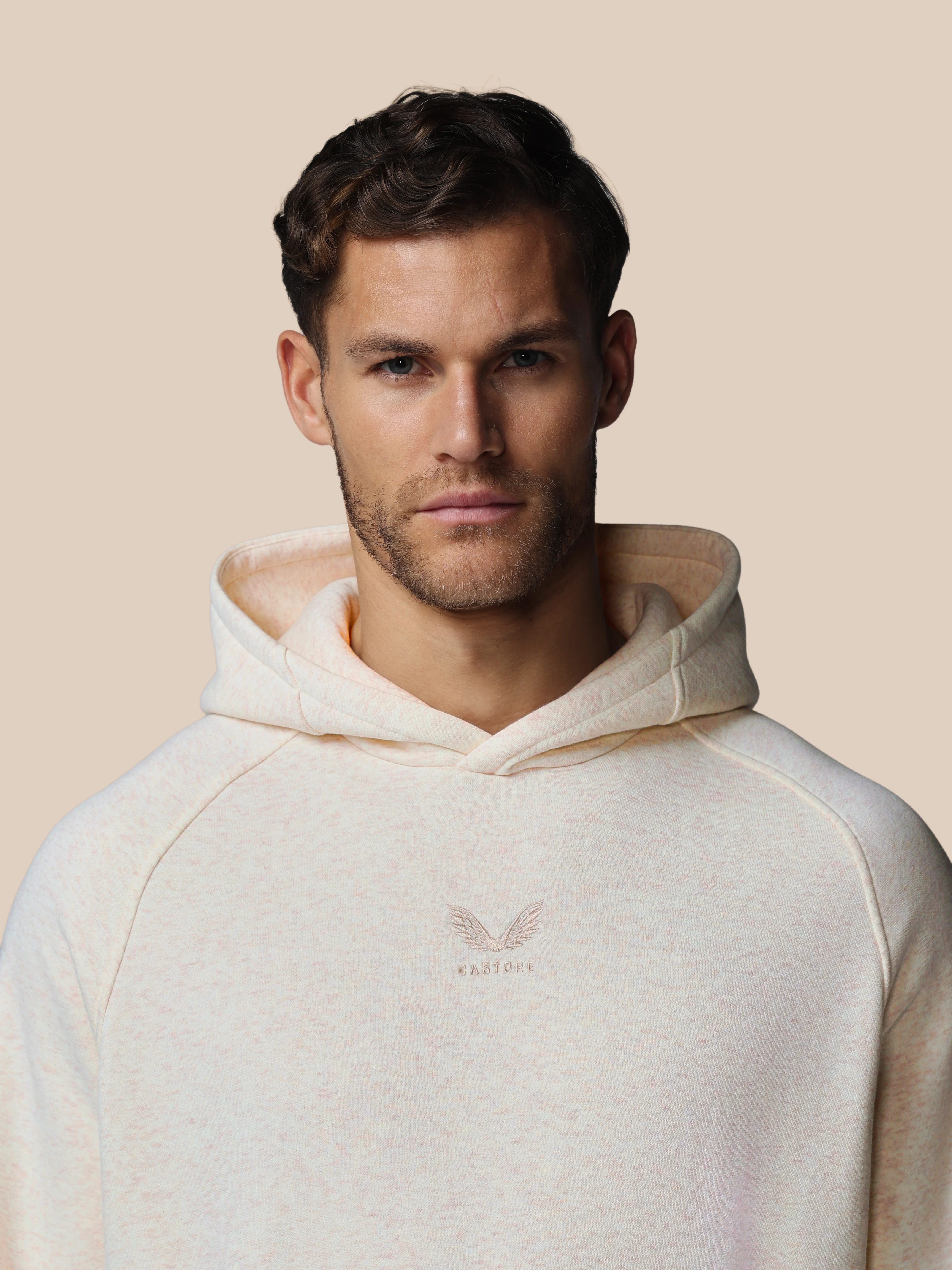 Men’s Adapt Long Sleeve Cotton Fleece Hoodie - Cream - Image 5