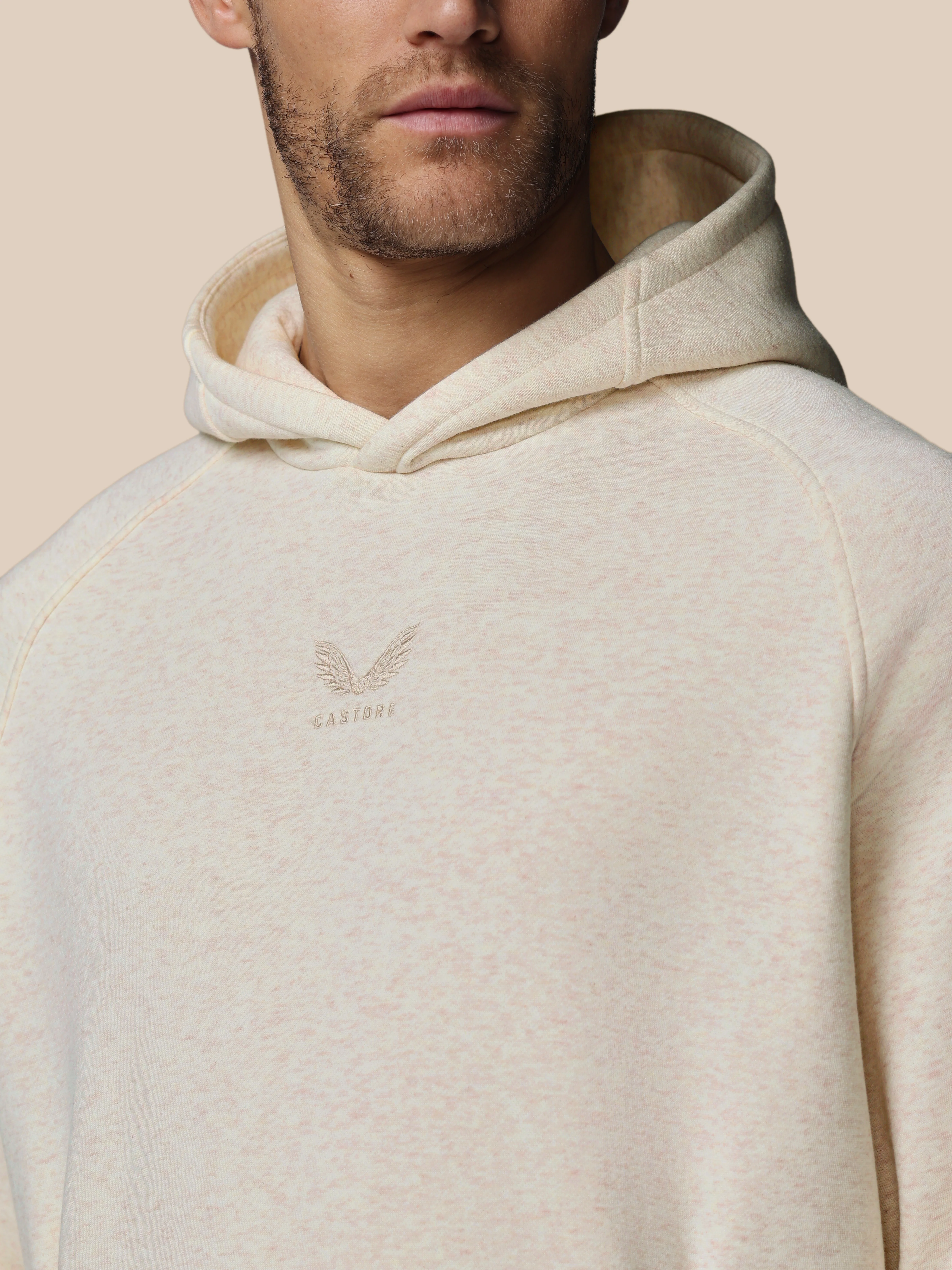 Men’s Adapt Long Sleeve Cotton Fleece Hoodie - Cream - Image 6
