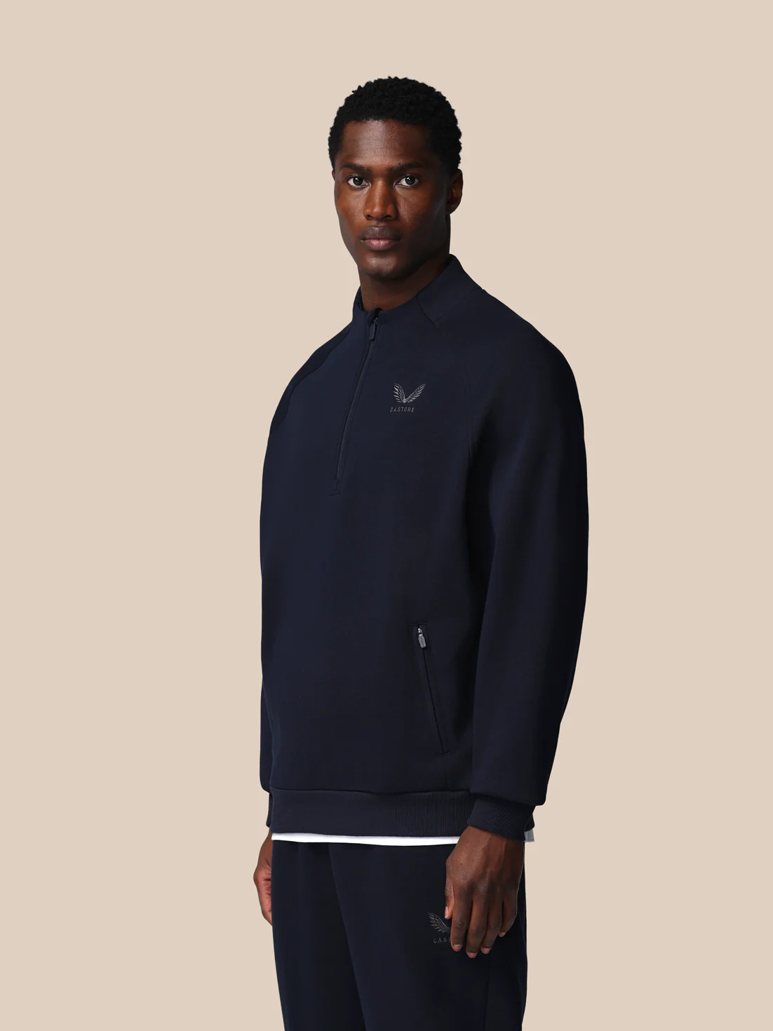 Men’s Adapt Cotton Fleece Quarter Zip Sweatshirt - Navy - Image 5
