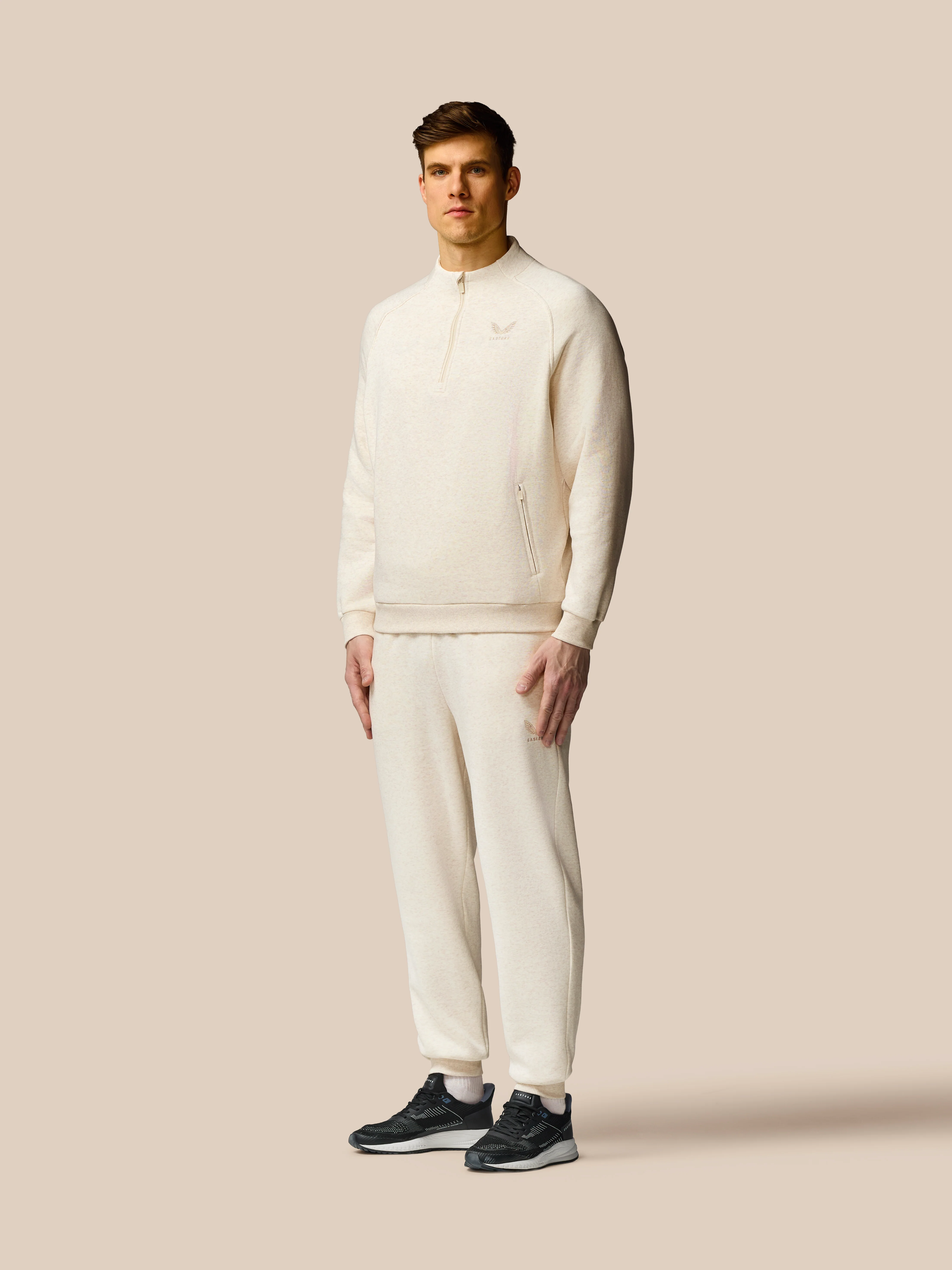 Men’s Adapt Cotton Fleece Quarter Zip Sweatshirt - Cream - Image 3