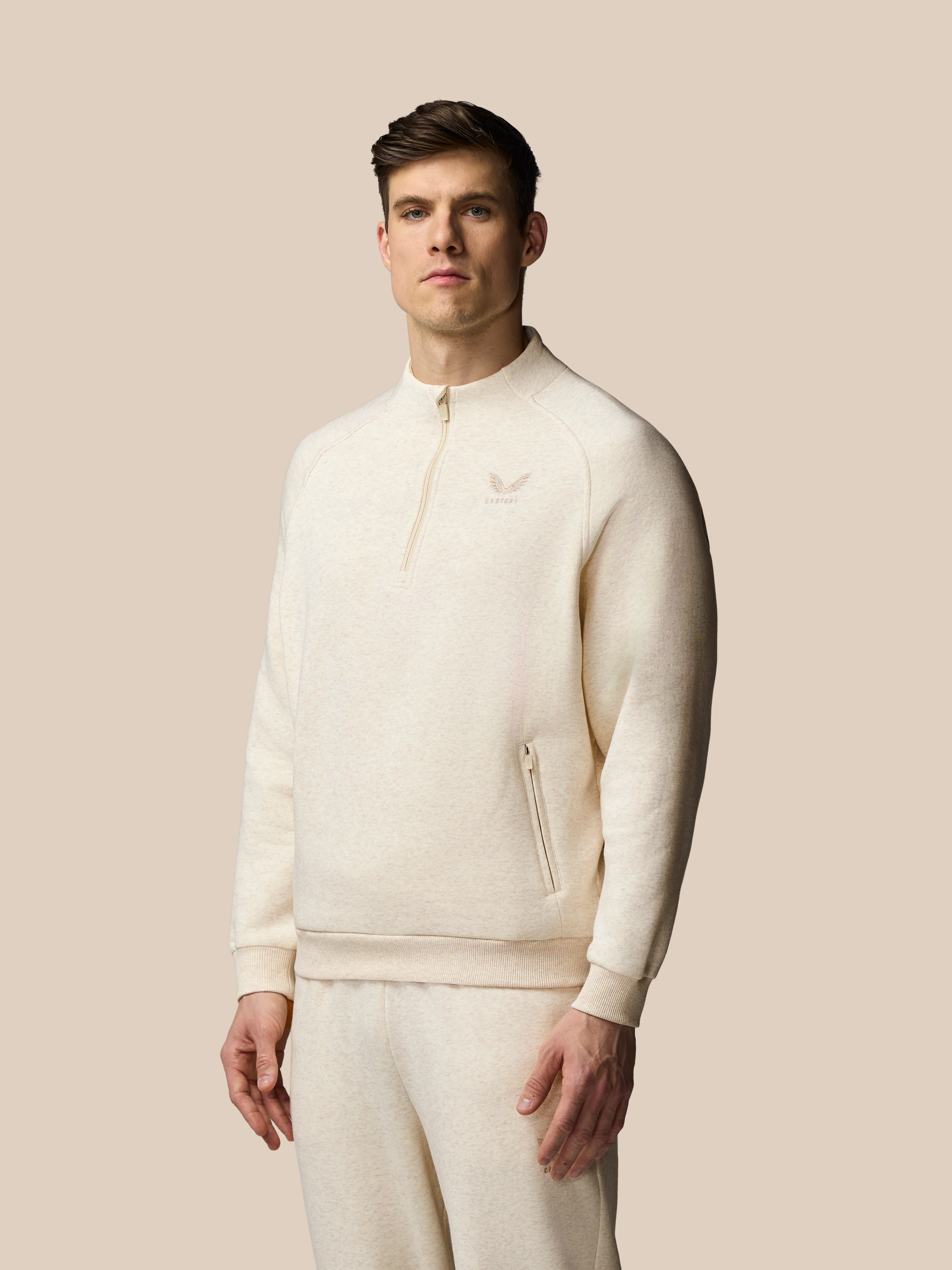 Men’s Adapt Cotton Fleece Quarter Zip Sweatshirt - Cream - Image 4