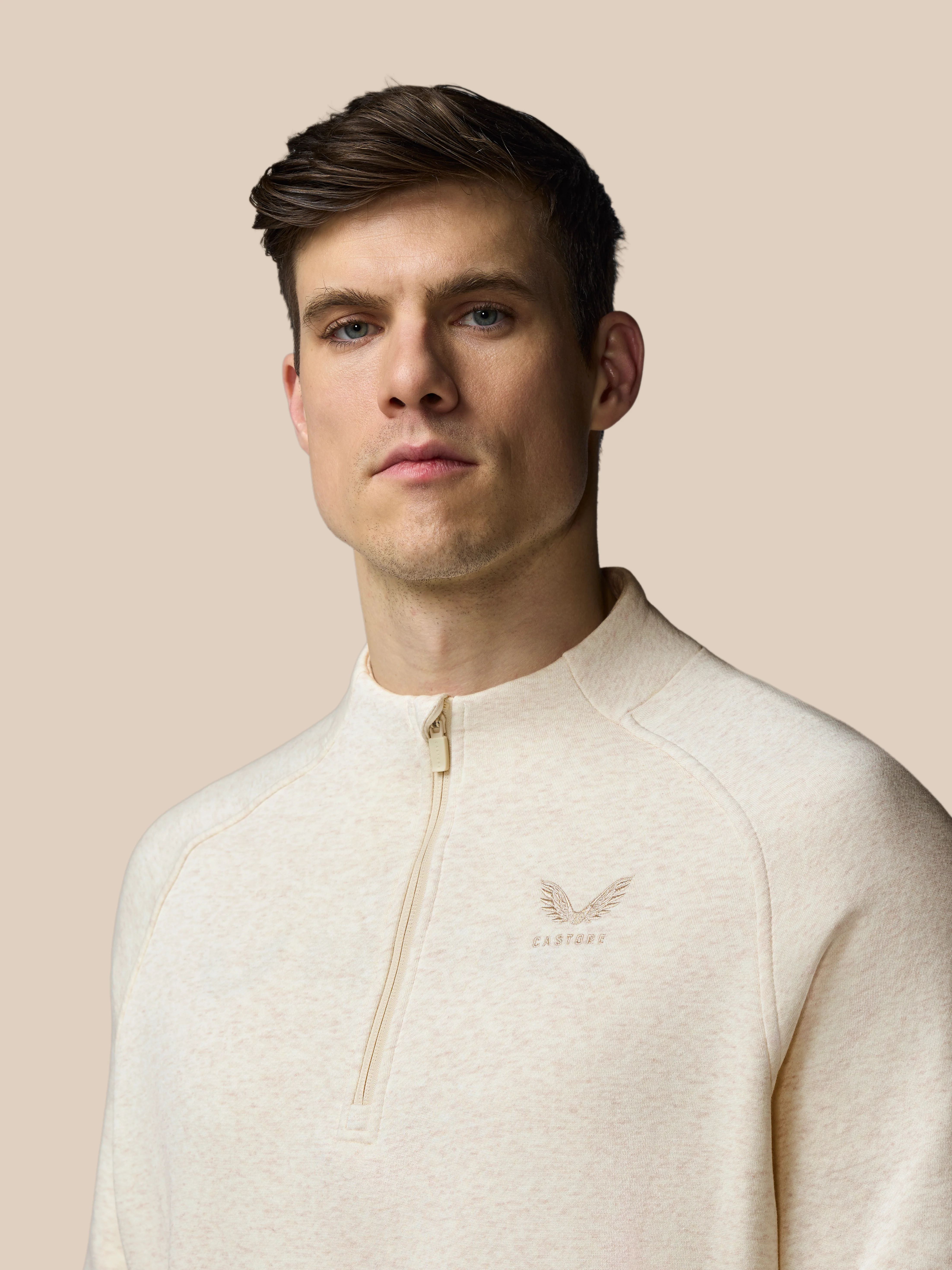 Men’s Adapt Cotton Fleece Quarter Zip Sweatshirt - Cream - Image 5