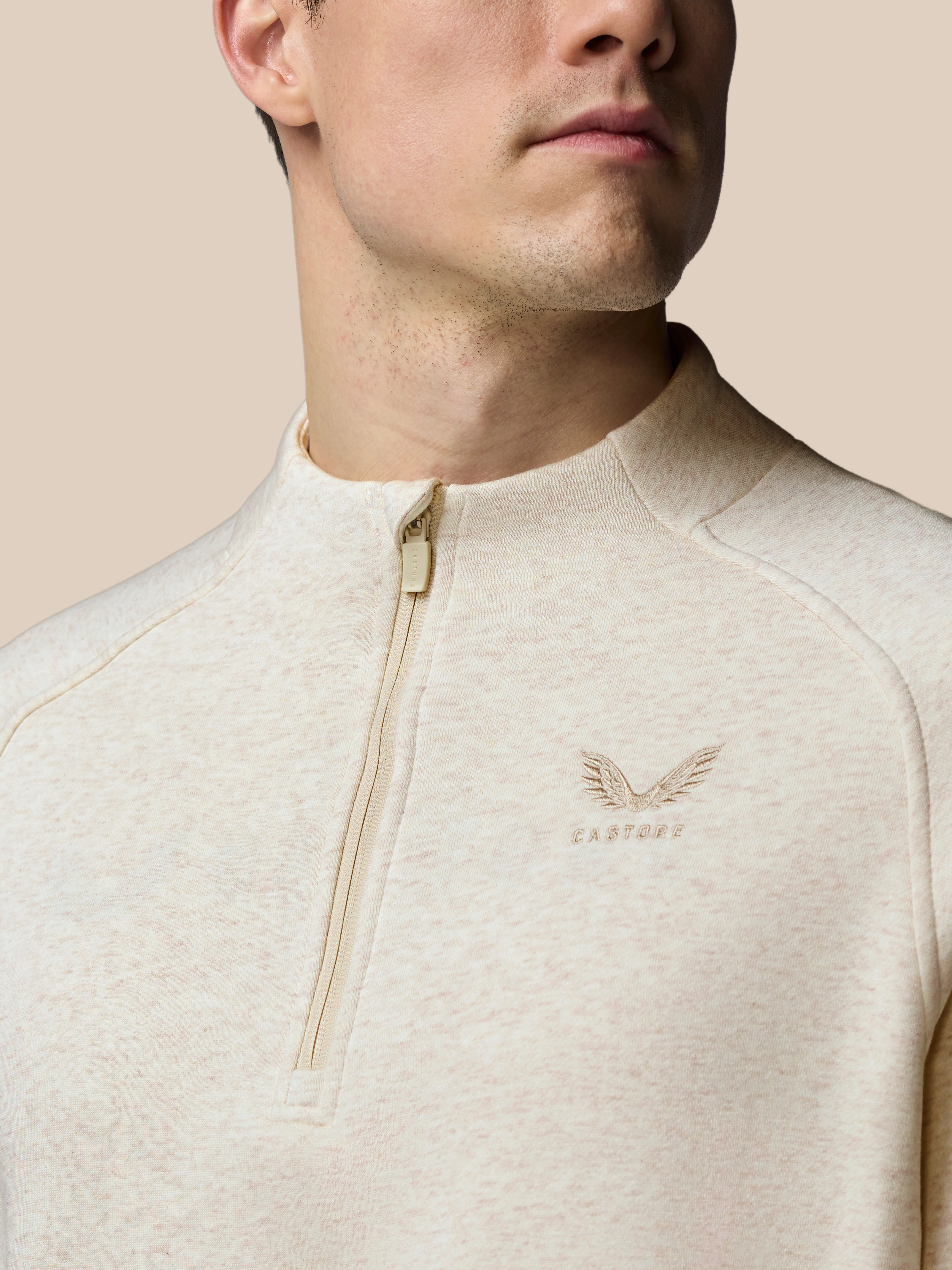 Men’s Adapt Cotton Fleece Quarter Zip Sweatshirt - Cream - Image 6