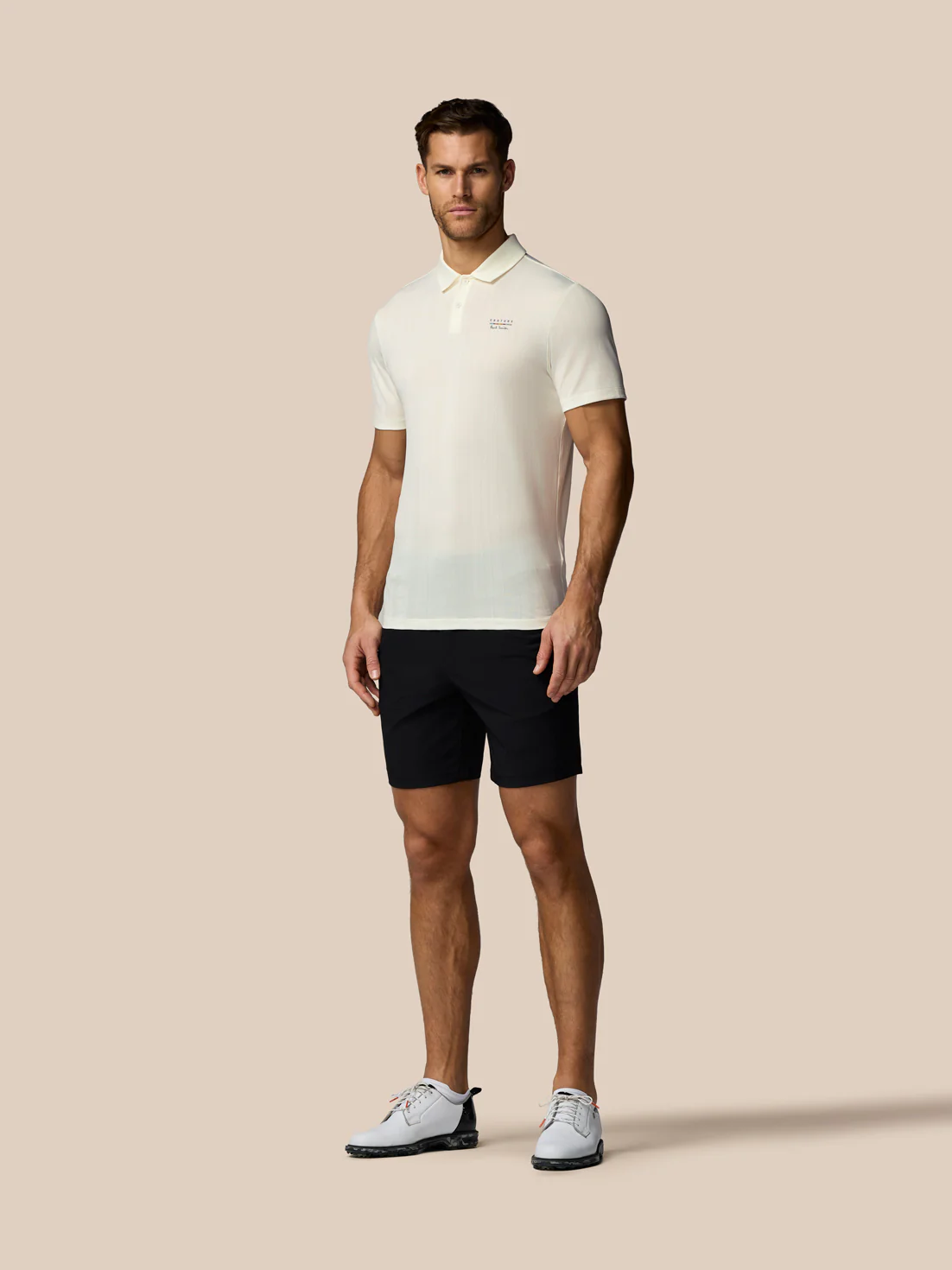 Men’s x Paul Smith Performance Engineered Knit Polo Top - Off White - Image 4
