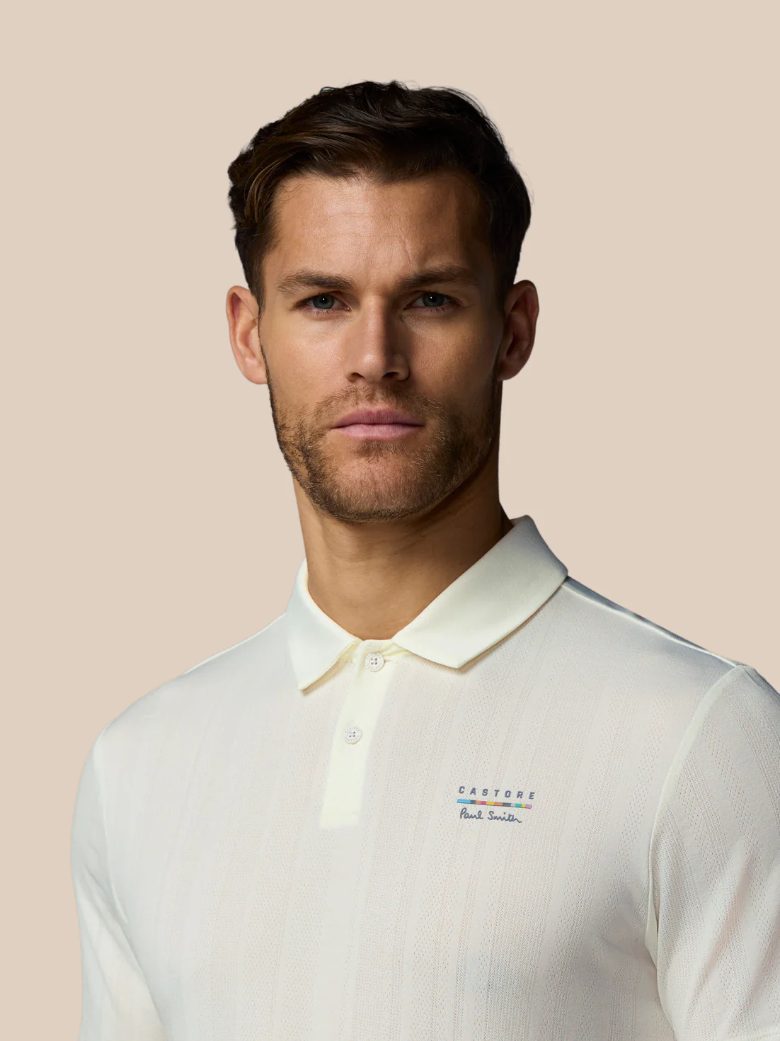Men’s x Paul Smith Performance Engineered Knit Polo Top - Off White - Image 6