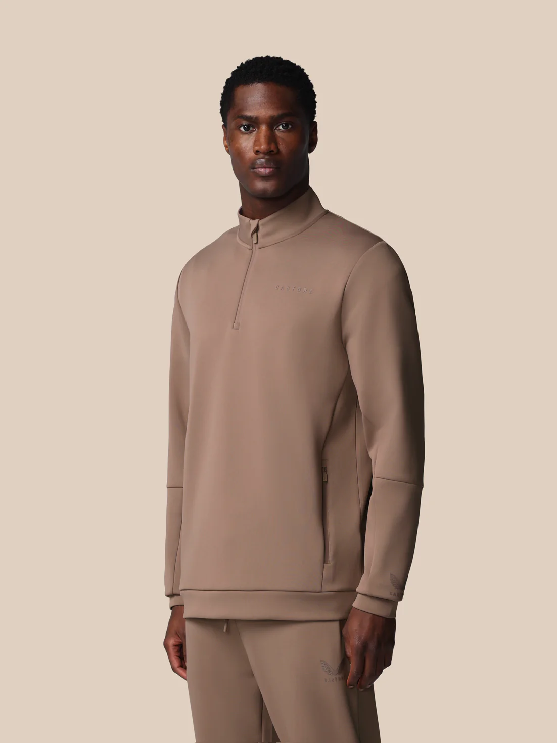 Men’s Flex Long Sleeve Quarter Zip Sweatshirt - Deep Taupe - Image 5