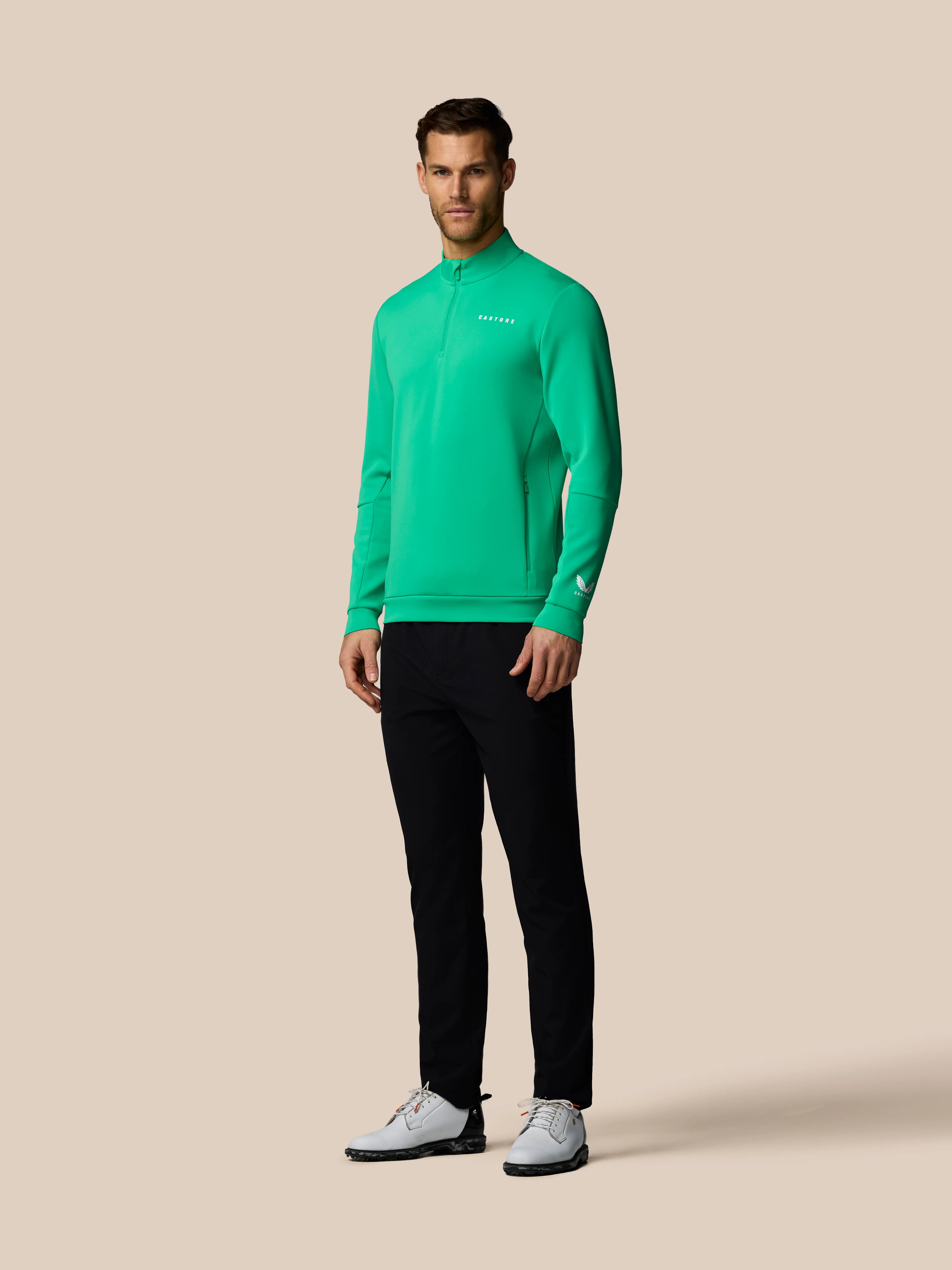 Men’s Flex Long Sleeve Quarter Zip Sweatshirt - Jade Green - Image 3