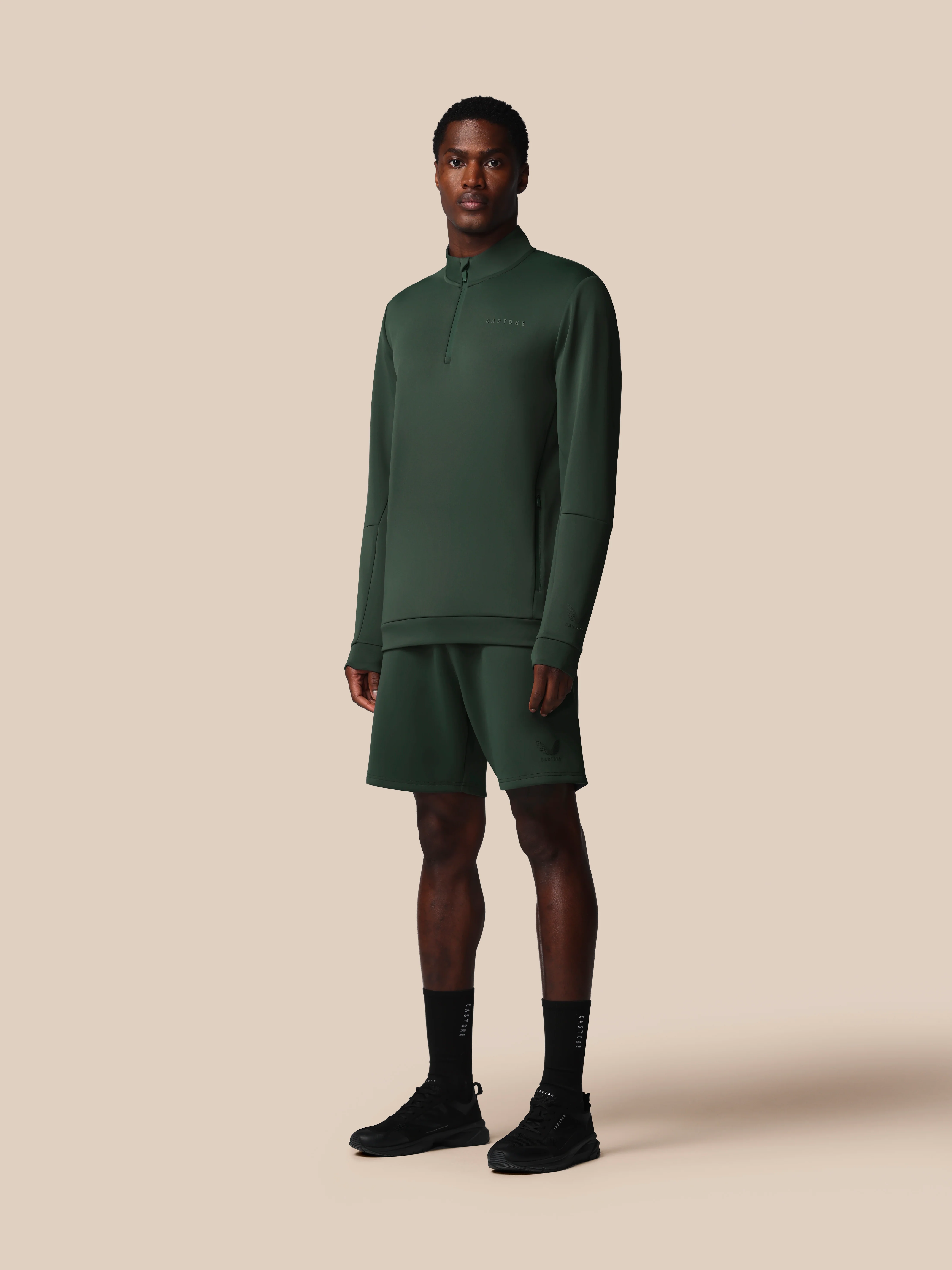 Men’s Flex Long Sleeve Quarter Zip Sweatshirt - Dark Green - Image 3