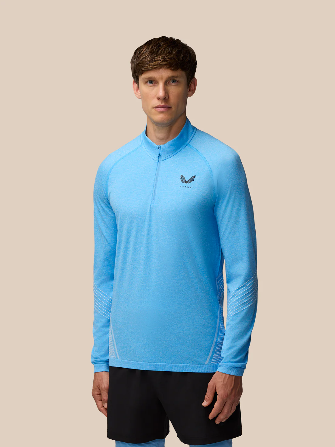 Flow Seamless Quarter Zip Long Sleeve Top - Cool Blue/Black